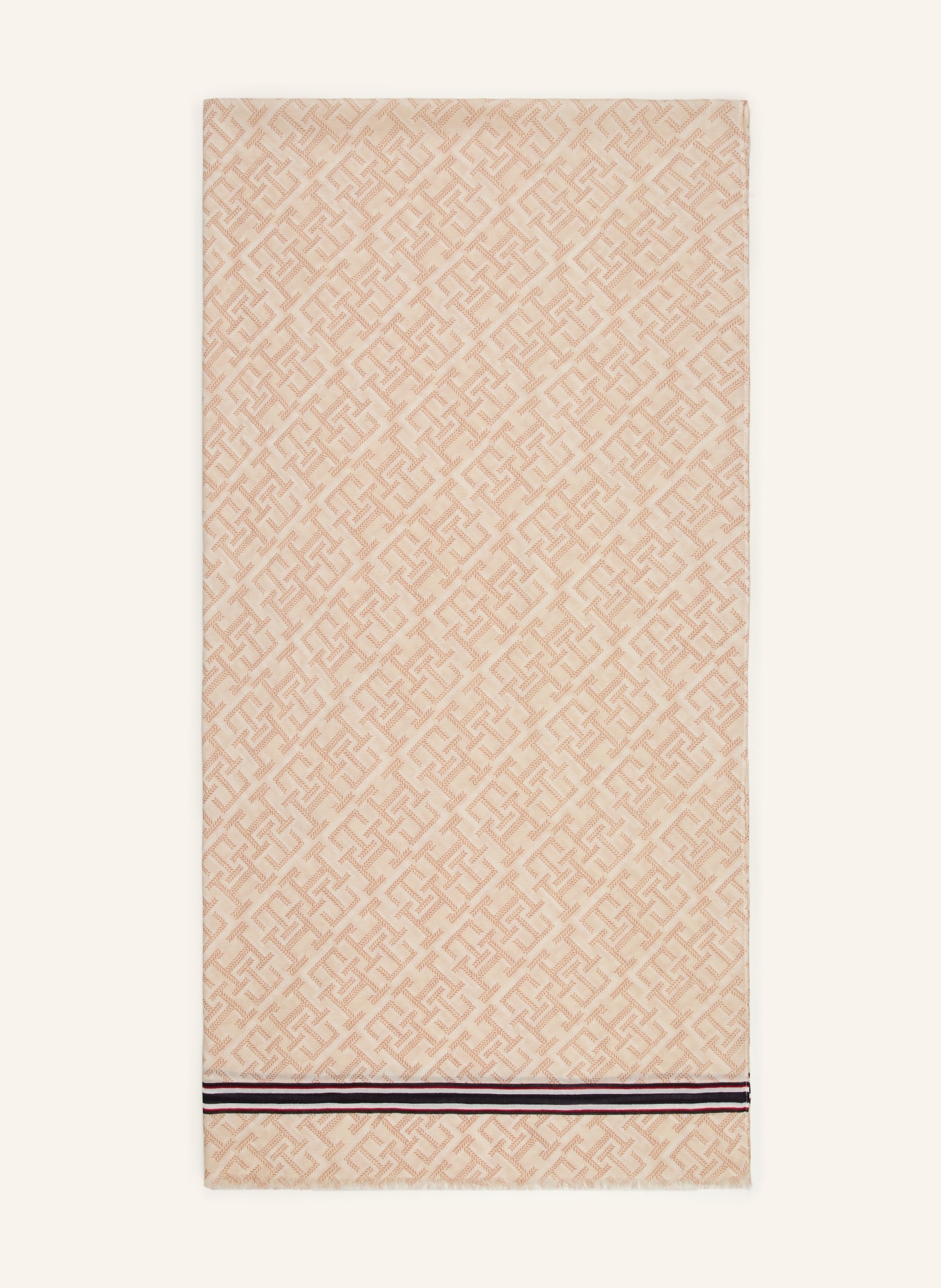 TOMMY HILFIGER Schal: BEIGE / ROT / SCHWARZ