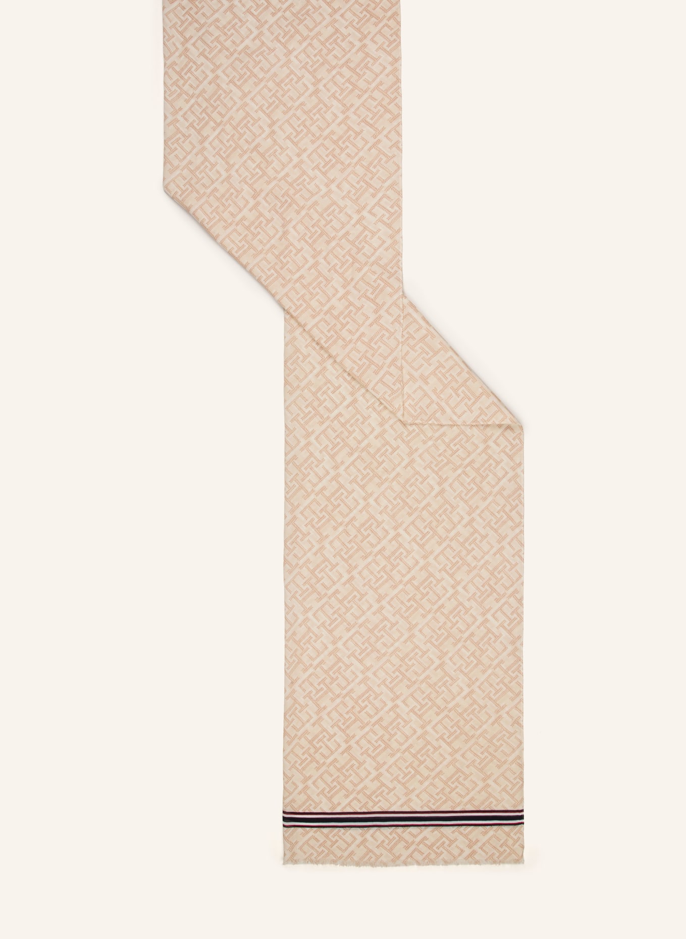 TOMMY HILFIGER Schal: BEIGE / ROT / SCHWARZ