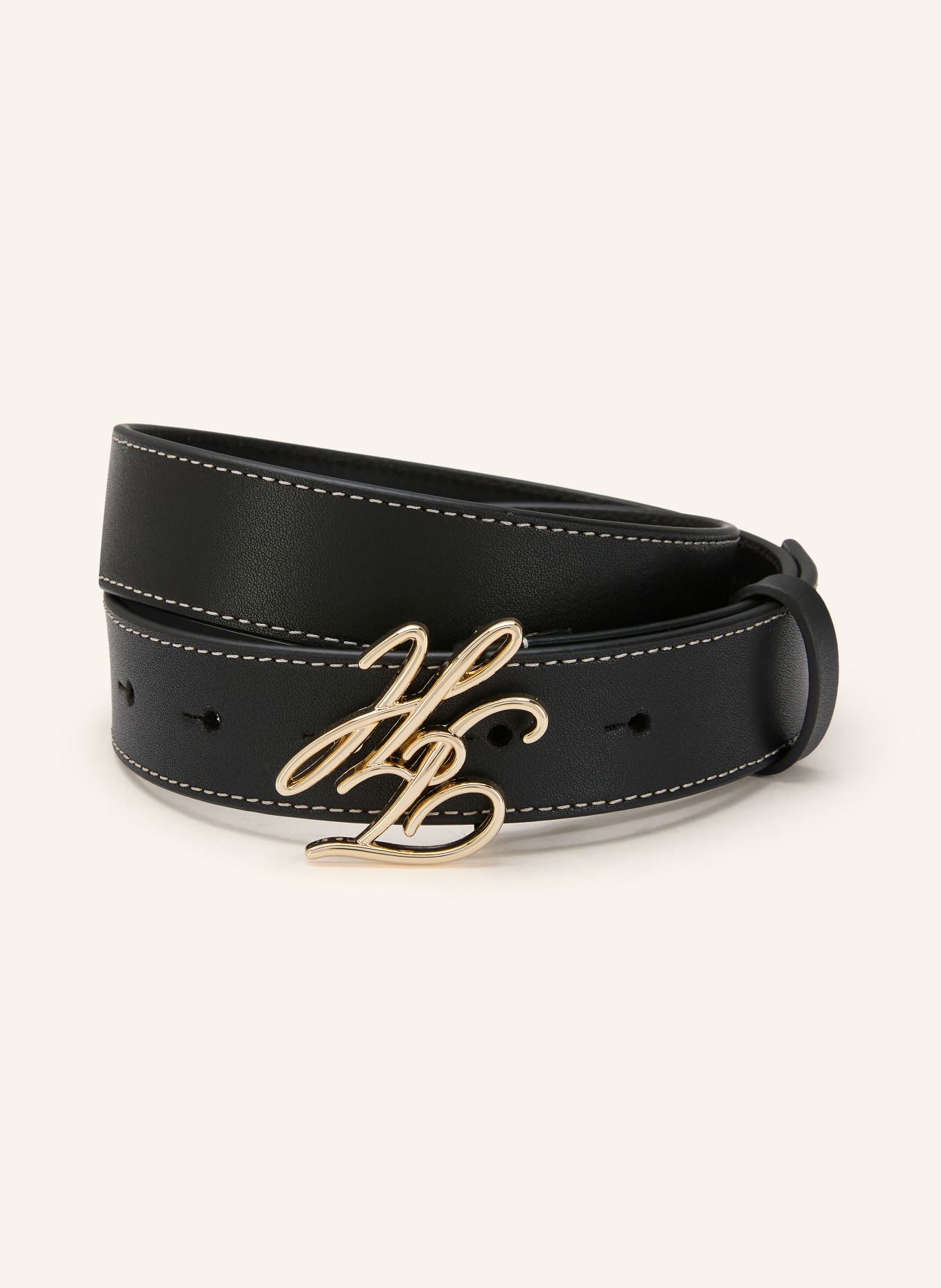 TOMMY HILFIGER kožený opasek: ČERNÁ / ZLATÁ