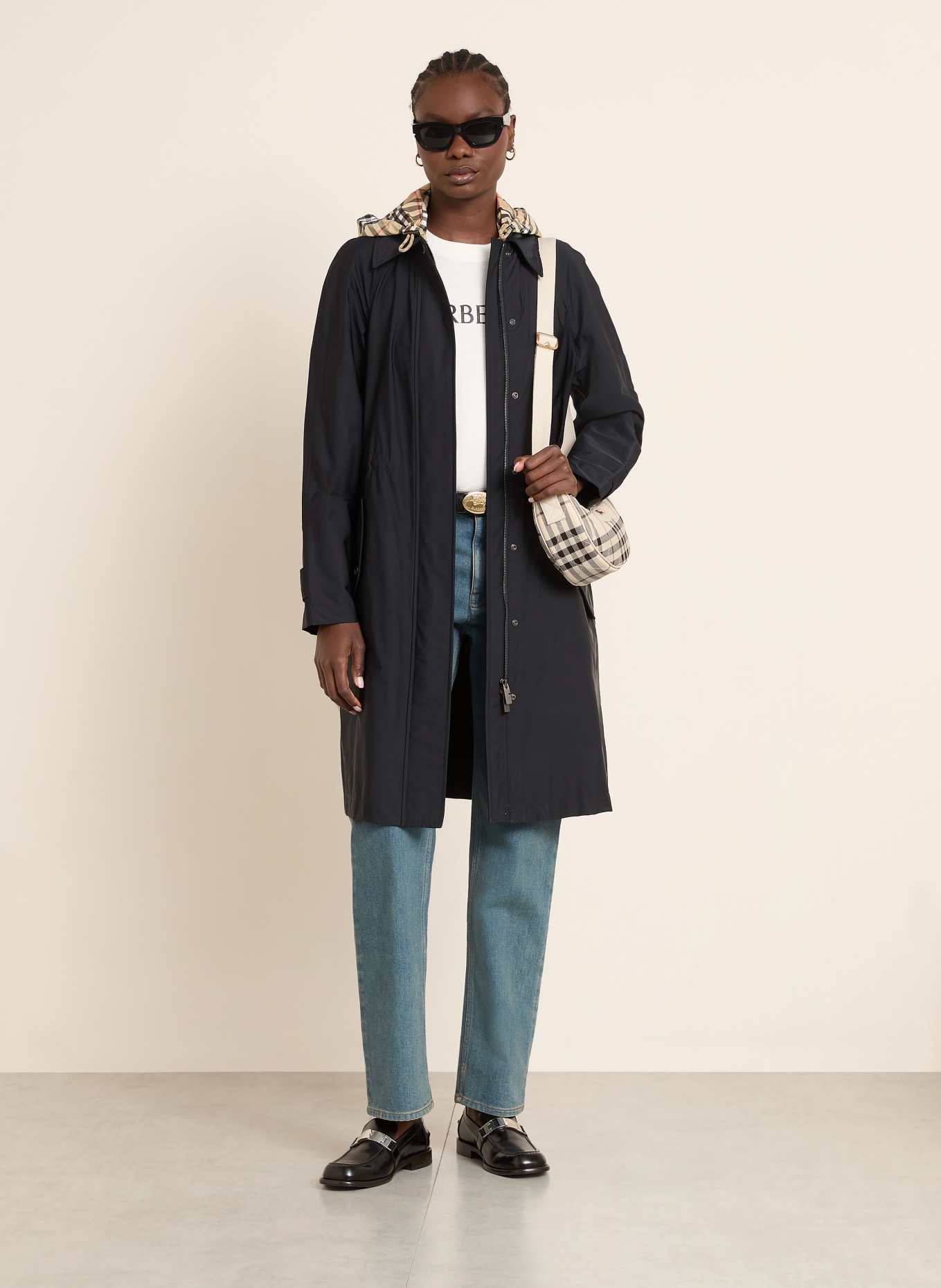 BURBERRY Torba na ramię HORSESHOE: KREMOWY / CZARNY