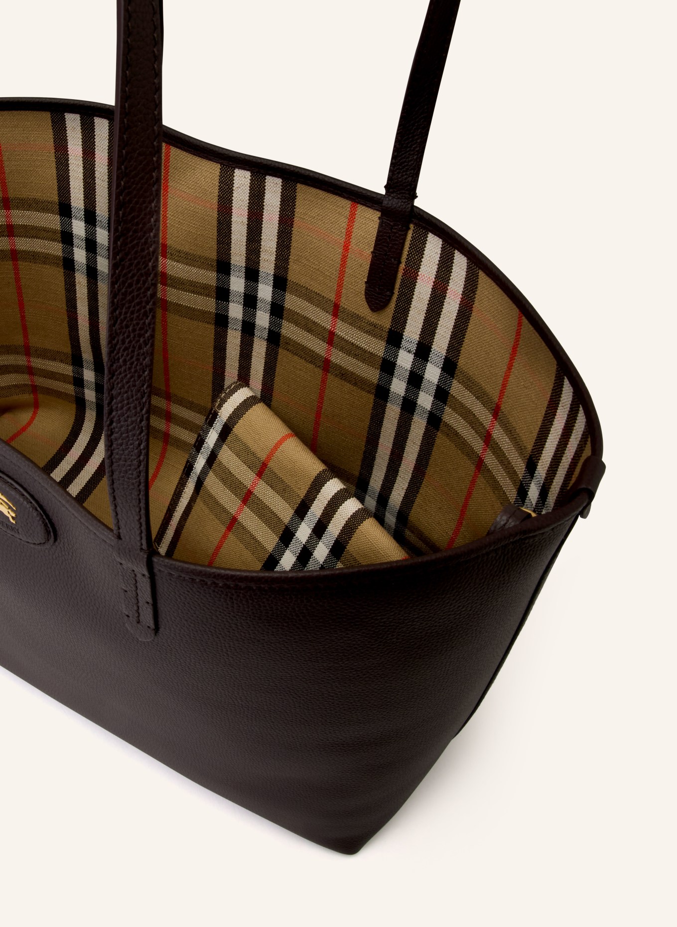 BURBERRY Shopper BLOOMSBURY MEDIUM zum Wenden: DUNKELBRAUN / BEIGE / WEISS
