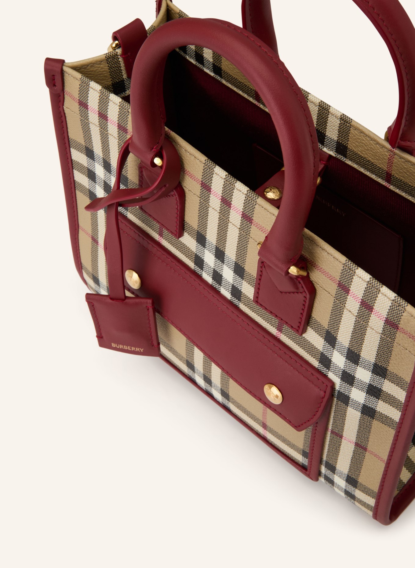 BURBERRY Torebka FREYA: BEŻOWY / CIEMNOCZERWONY / CZARNY