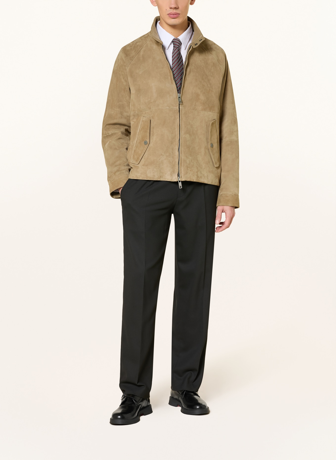 HUGO Lederjacke LORIDGE: BEIGE