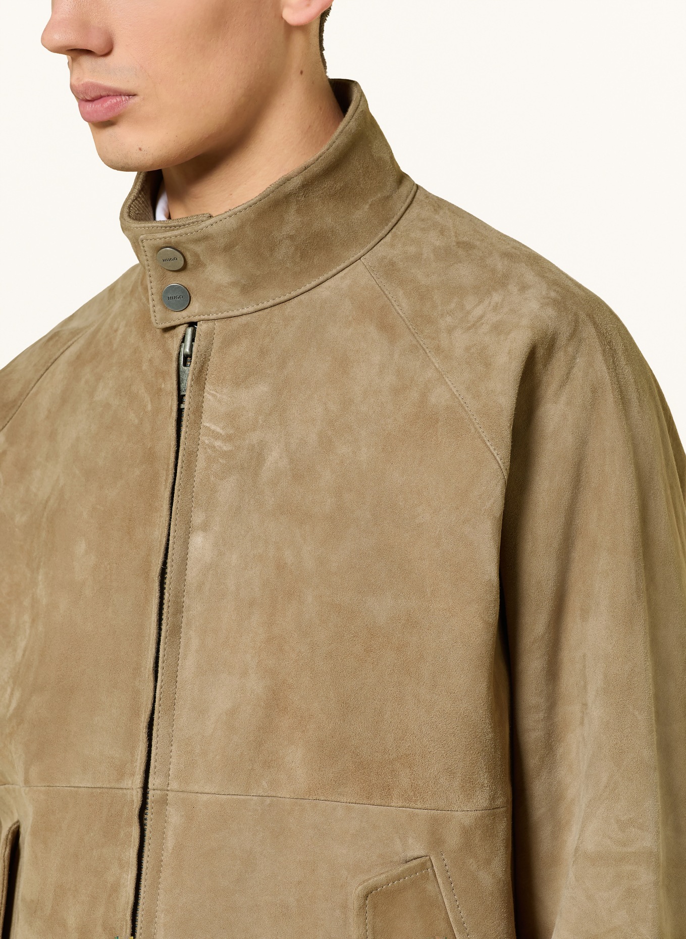 HUGO Lederjacke LORIDGE: BEIGE