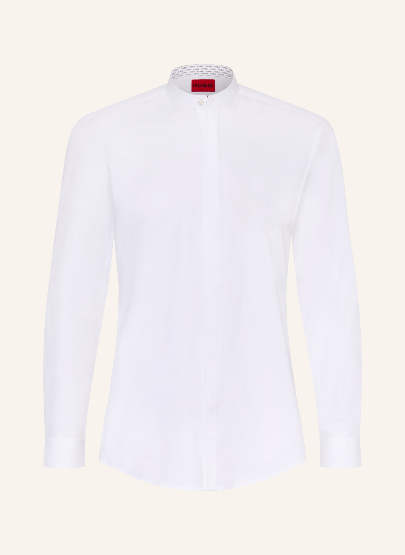 HUGO KALEB slim fit shirt with stand-up collar: WHITE