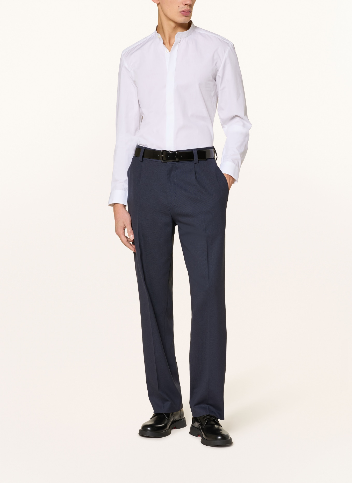 HUGO KALEB slim fit shirt with stand-up collar: WHITE