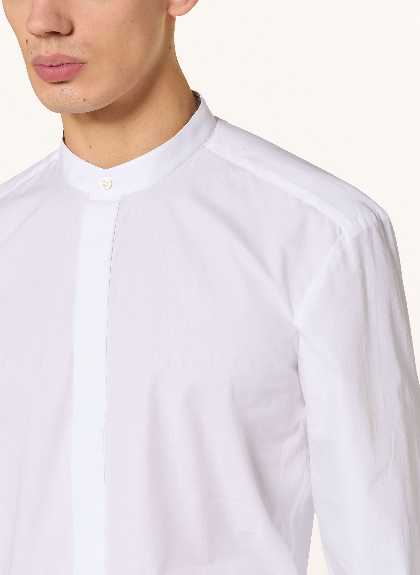 HUGO KALEB slim fit shirt with stand-up collar: WHITE