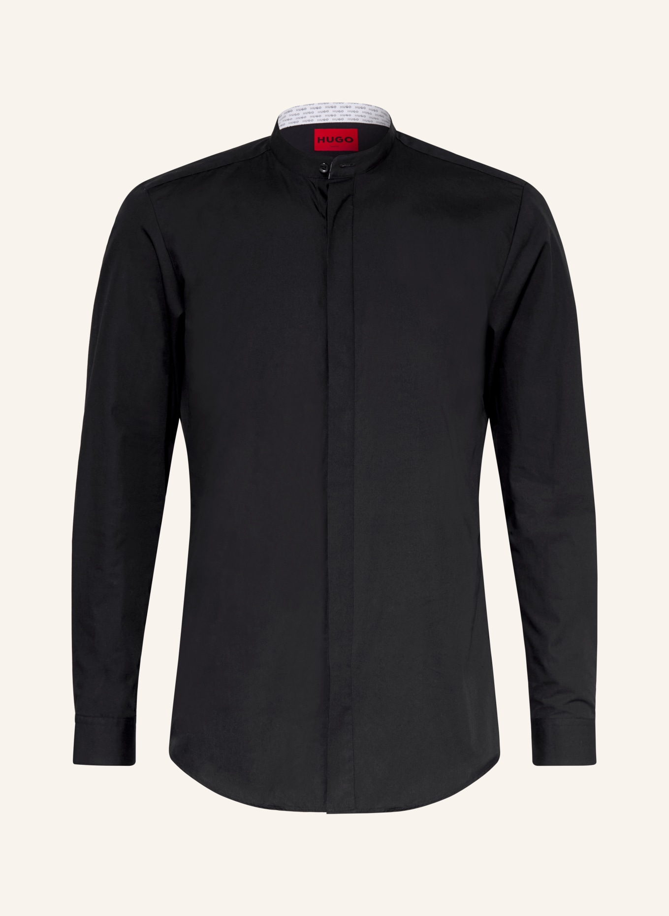 HUGO Hemd KALEB Slim Fit mit Stehkragen: SCHWARZ