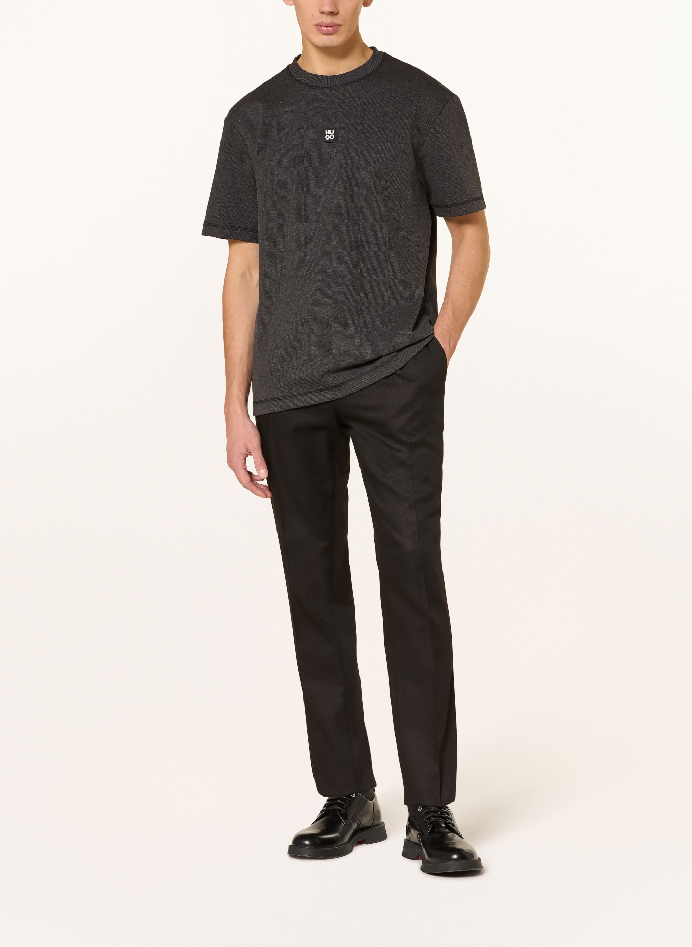 HUGO T-Shirt DILANSO: DUNKELGRAU / SILBER / SCHWARZ