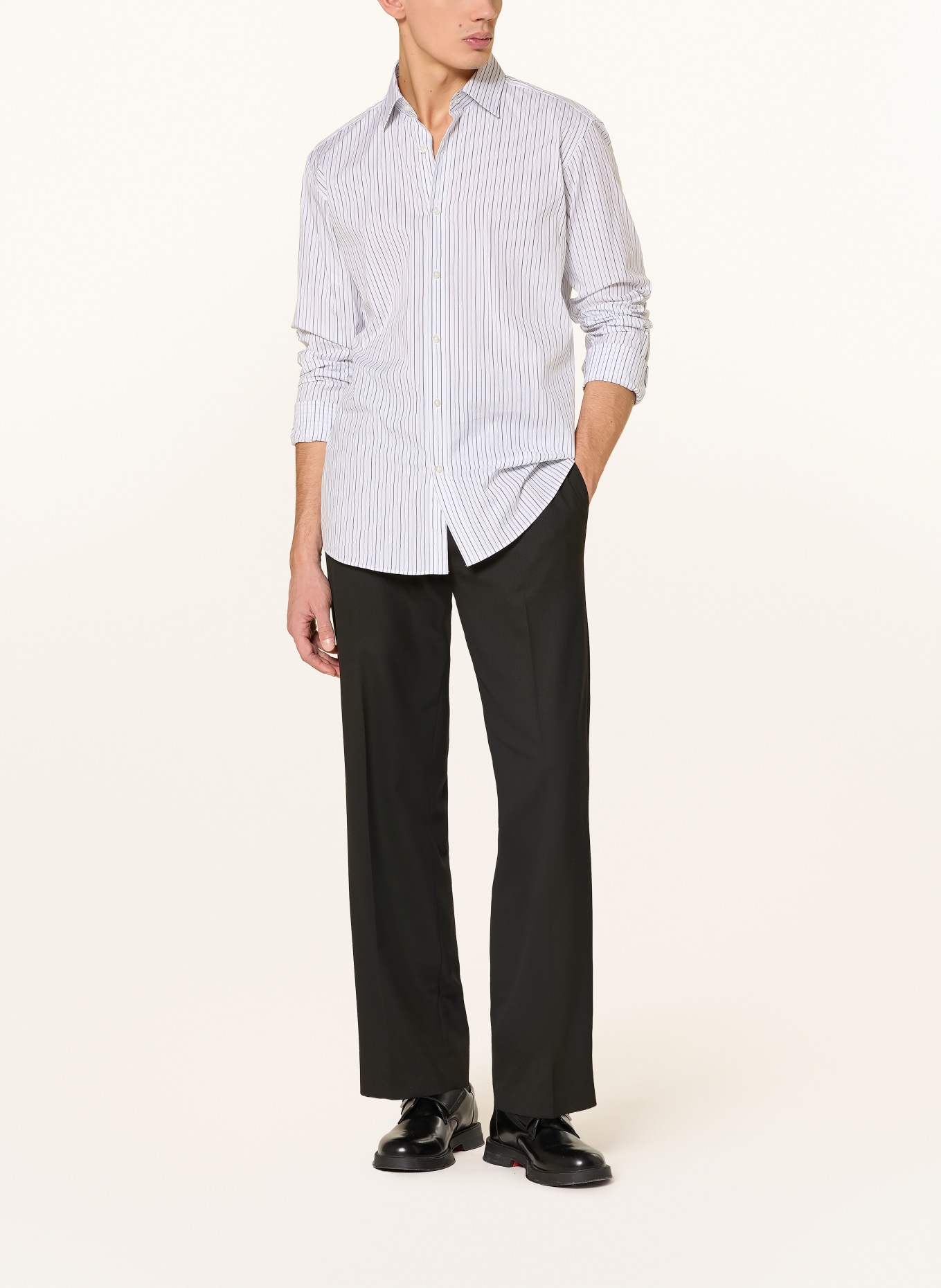 HUGO Hemd VALERIO Modern Fit: WEISS / DUNKELGRAU