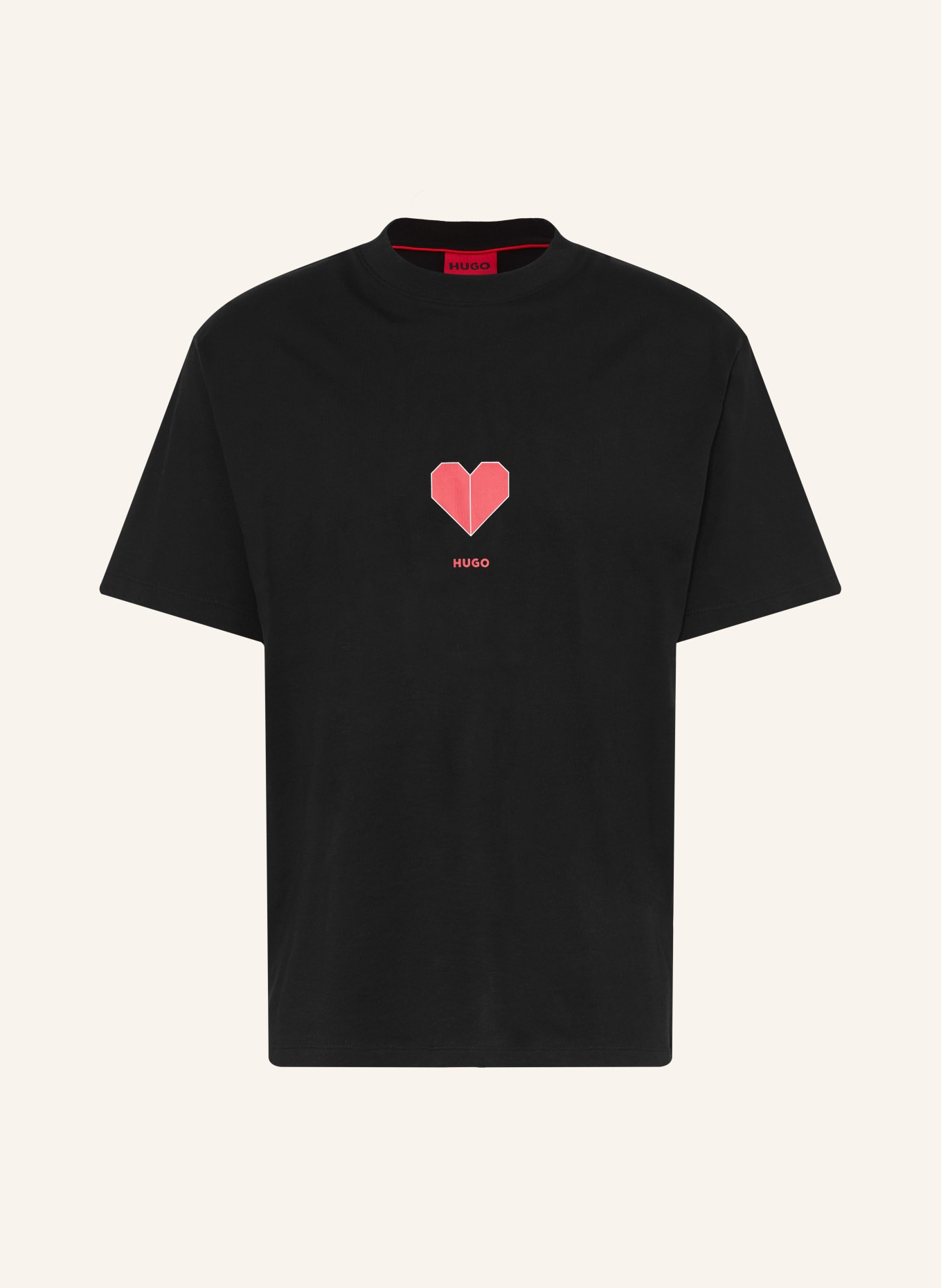 HUGO T-Shirt DALENTIN: SCHWARZ / ROT / WEISS