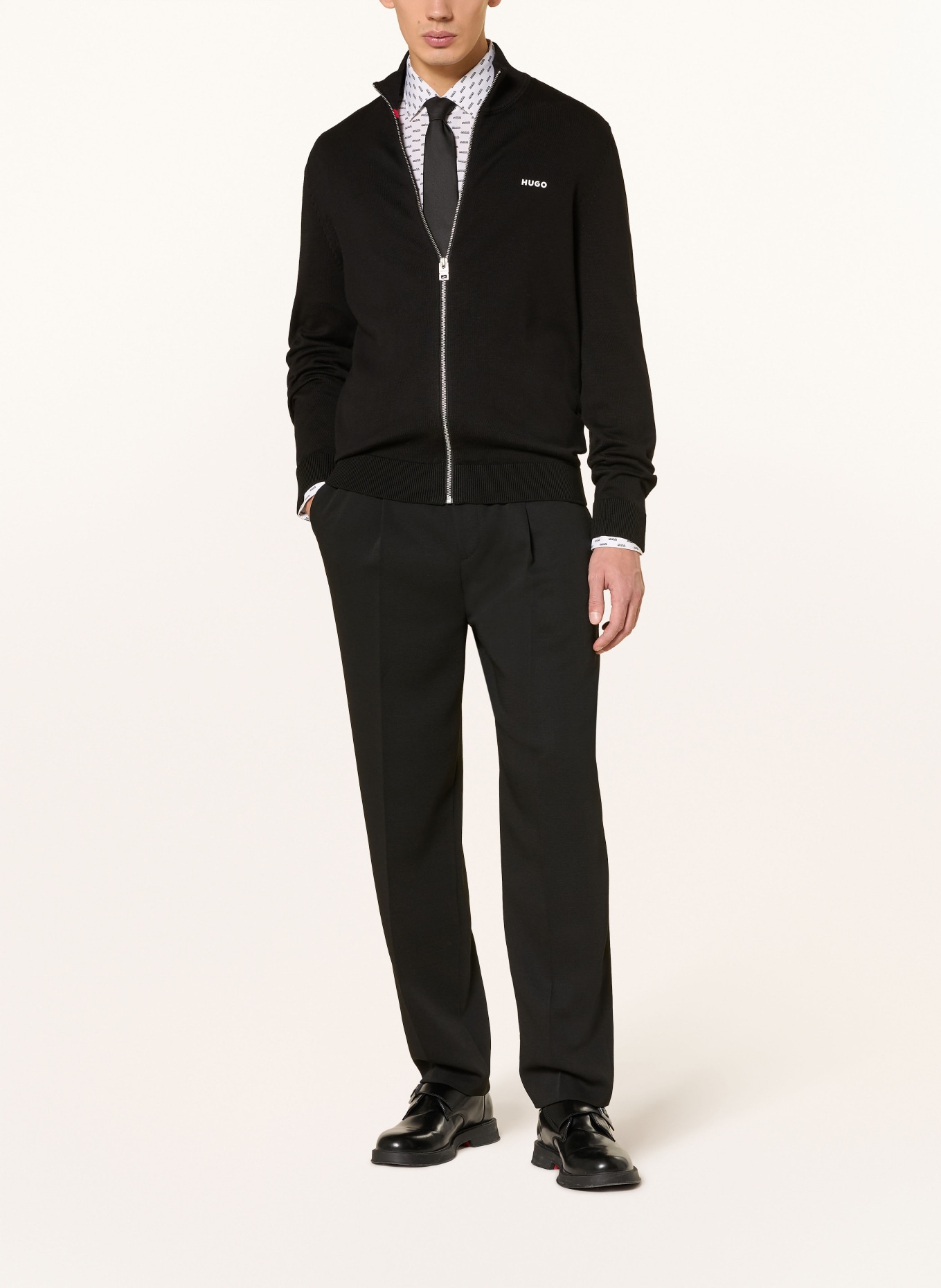 HUGO Strickjacke SAN JACOMO: SCHWARZ / WEISS