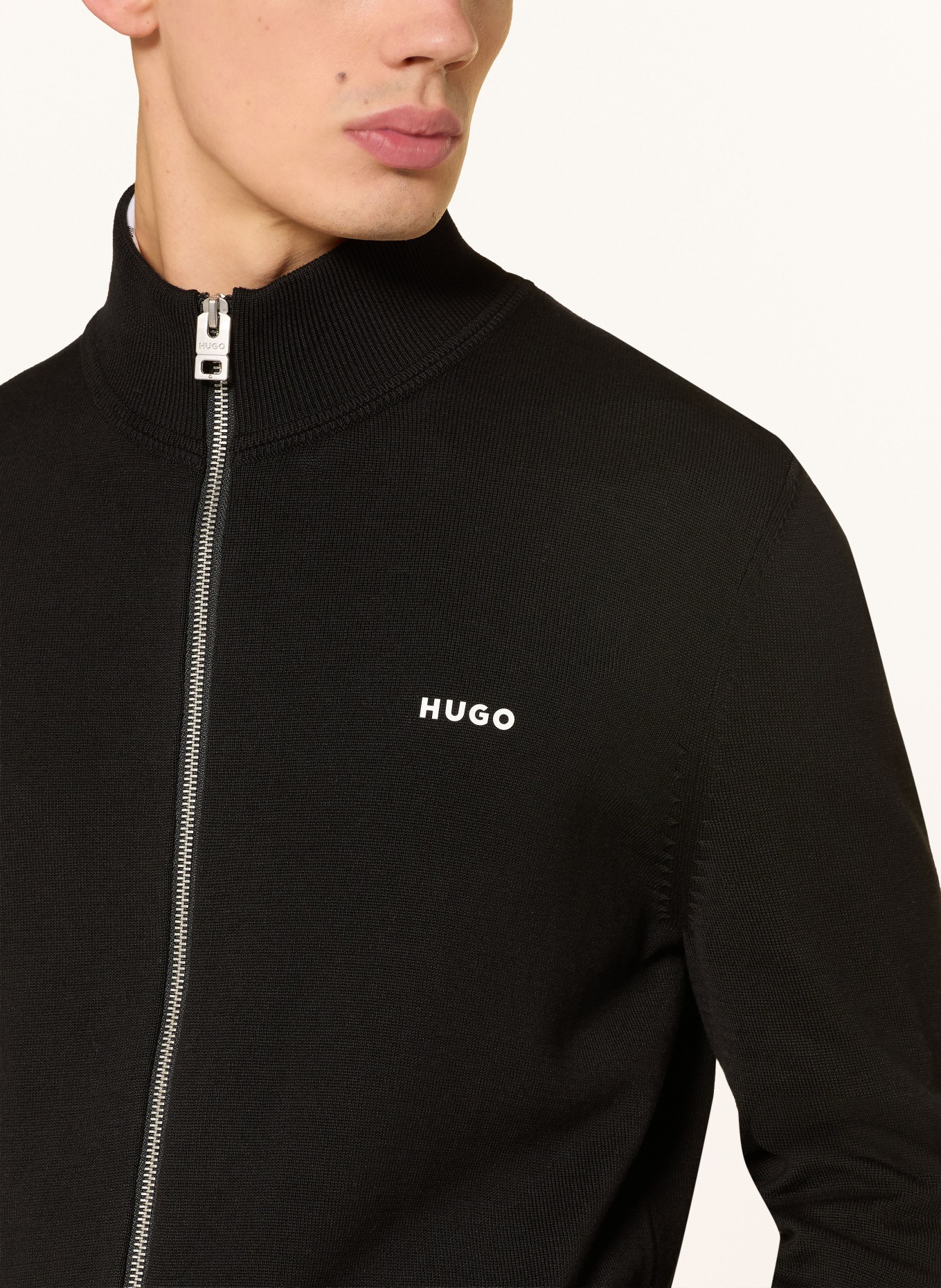 HUGO Strickjacke SAN JACOMO: SCHWARZ / WEISS