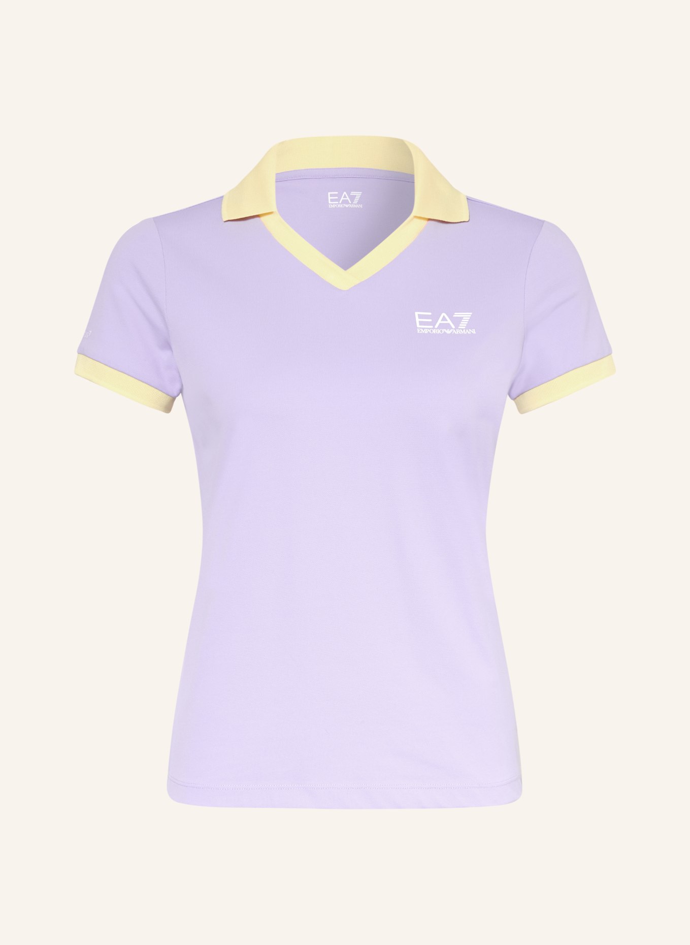EA7 EMPORIO ARMANI TENNIS PRO functional polo shirt: LIGHT PURPLE / YELLOW / WHITE