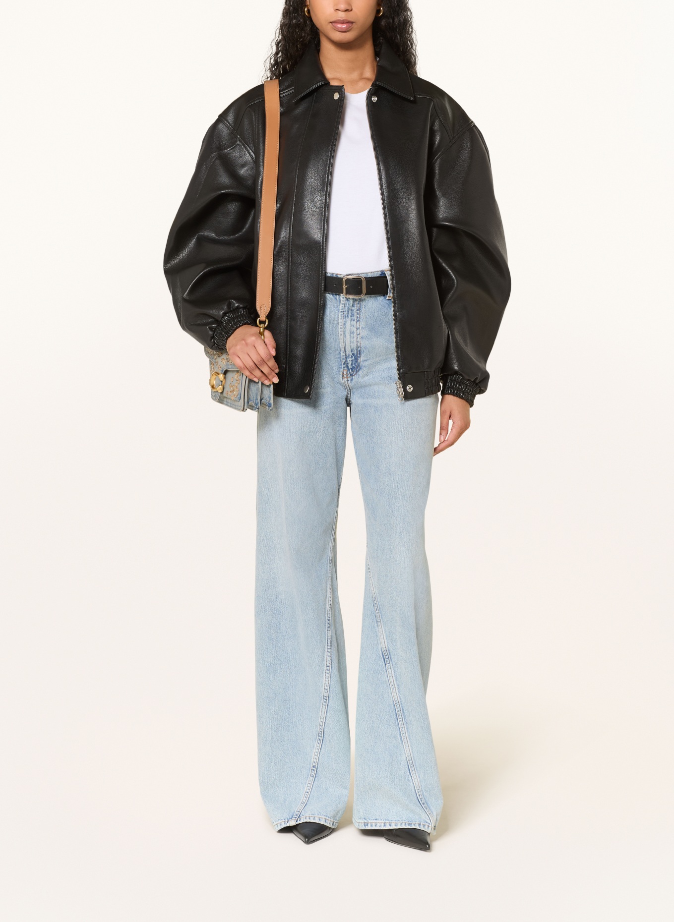 COACH Schultertasche TABBY mit Schmucksteinen: HELLBLAU / GOLD / HELLBRAUN