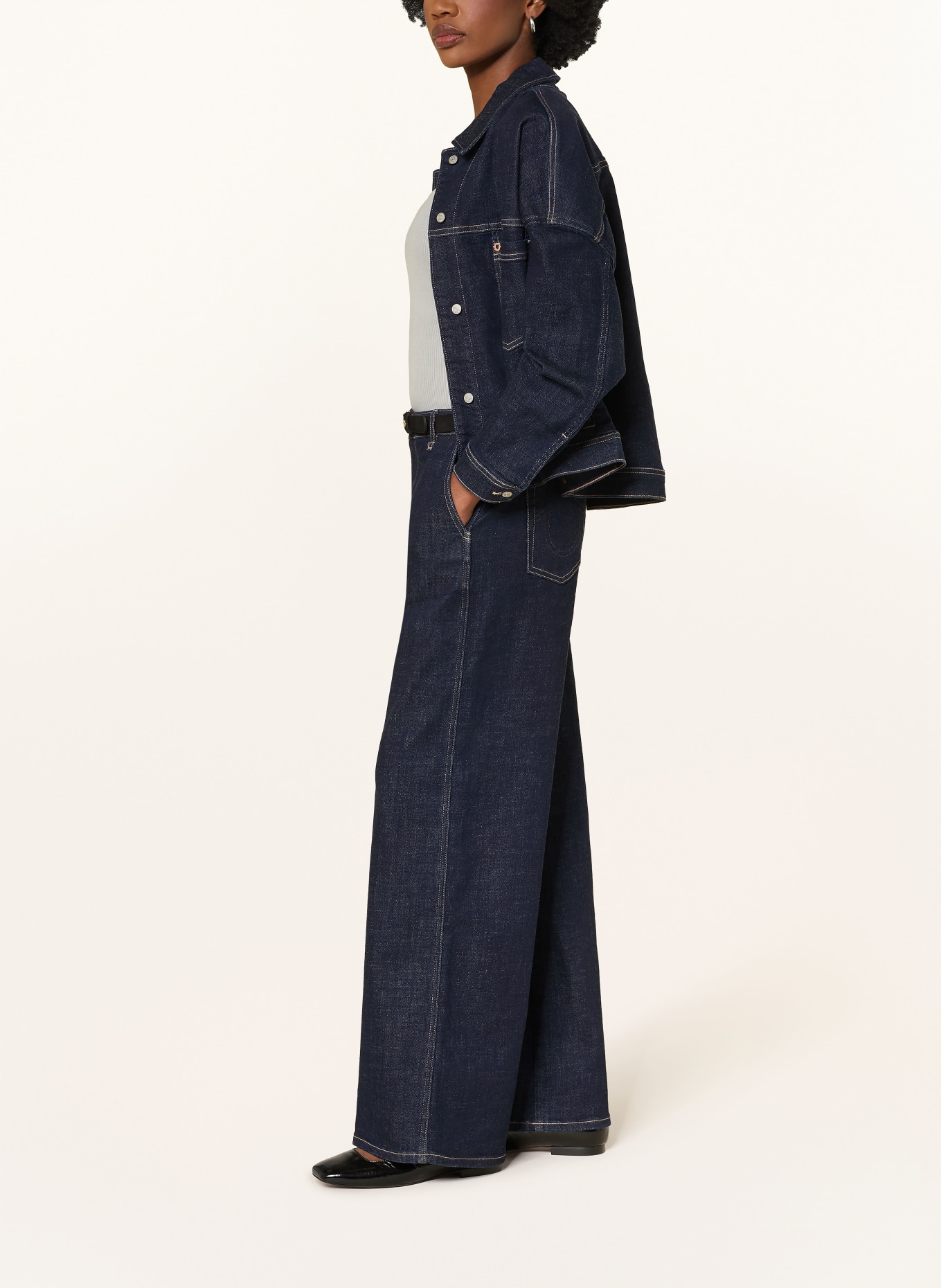 TRUE RELIGION Wide Leg Jeans LAUREN: 4645 MID BLUE