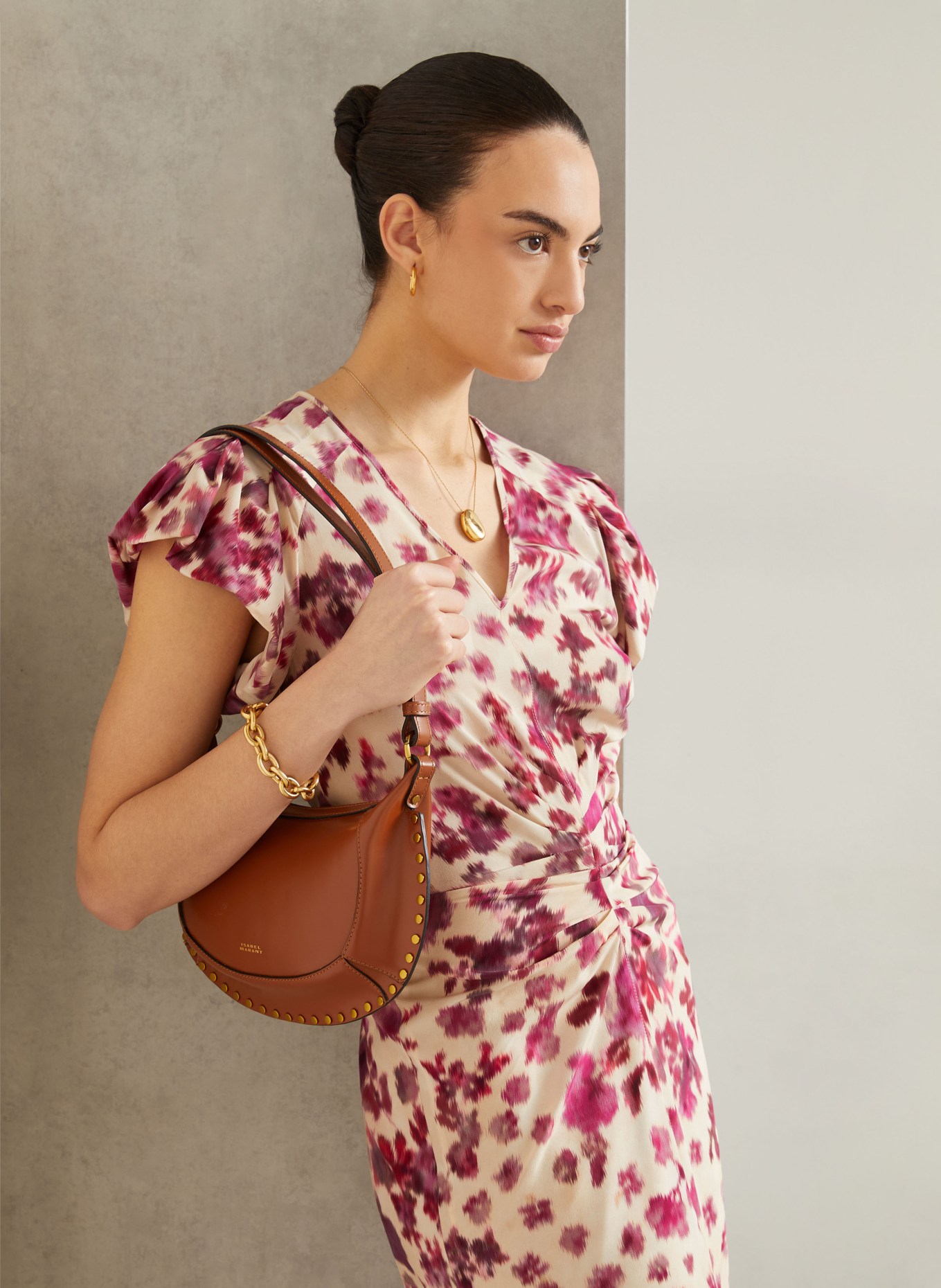 ISABEL MARANT Cocktailkleid TERENAE aus Seide: FUCHSIA / CREME