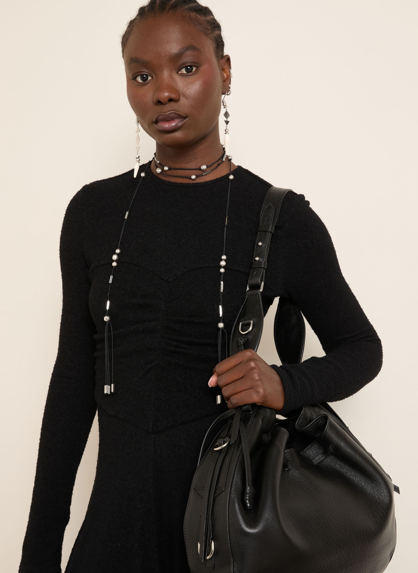 ISABEL MARANT Bouclé-Kleid: SCHWARZ