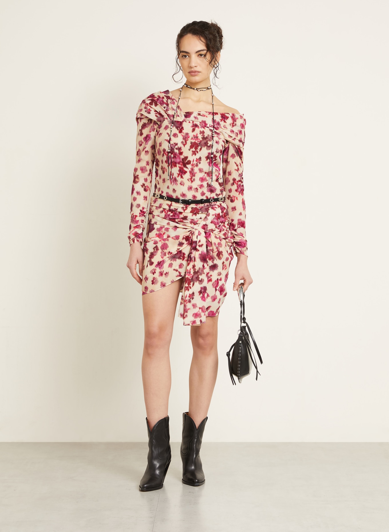 ISABEL MARANT Seidenrock OVIA: FUCHSIA / ECRU