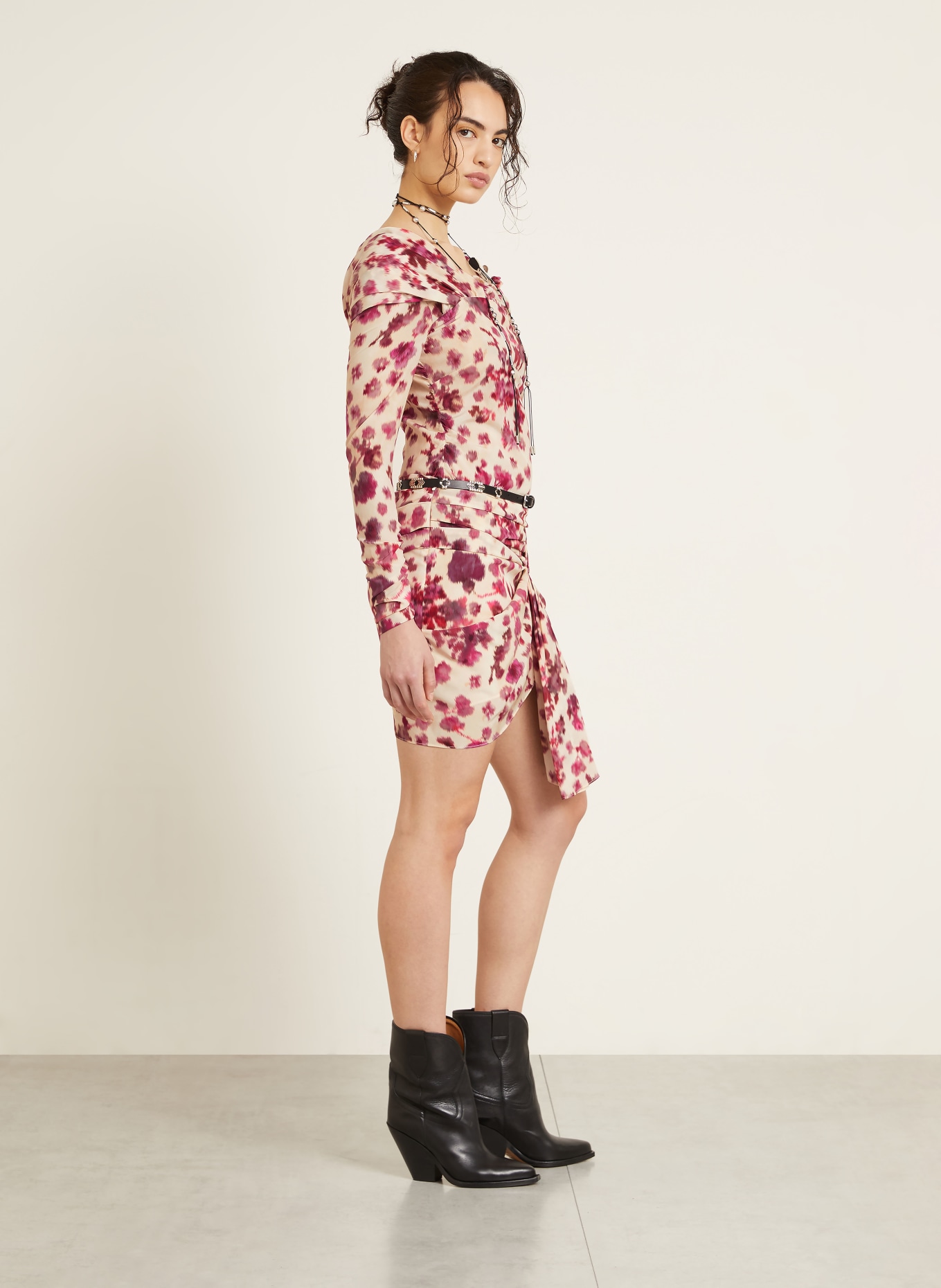 ISABEL MARANT Seidenrock OVIA: FUCHSIA / ECRU