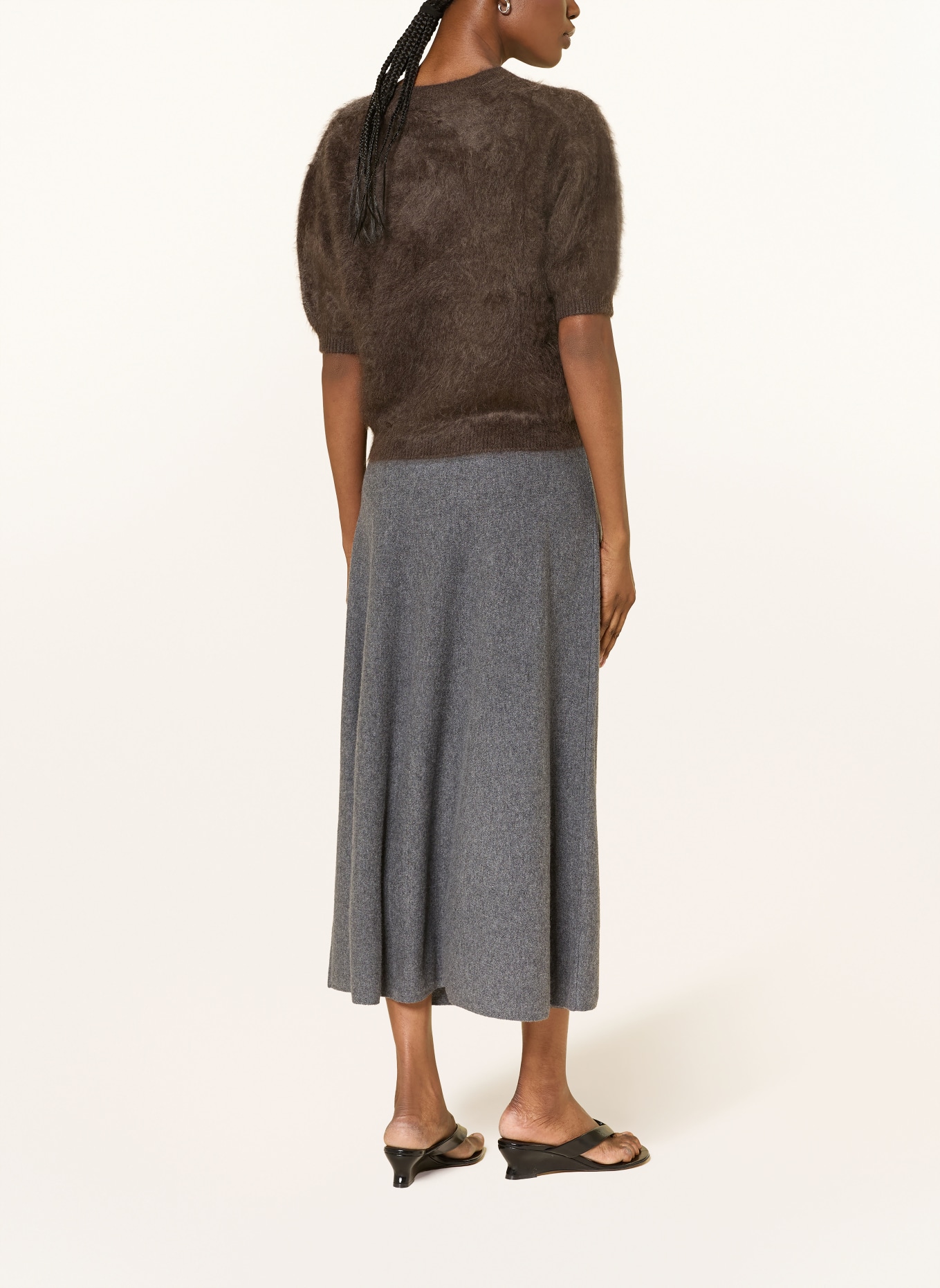 LISA YANG Cashmere-Pullover: DUNKELBRAUN / BEIGE / DUNKELBLAU