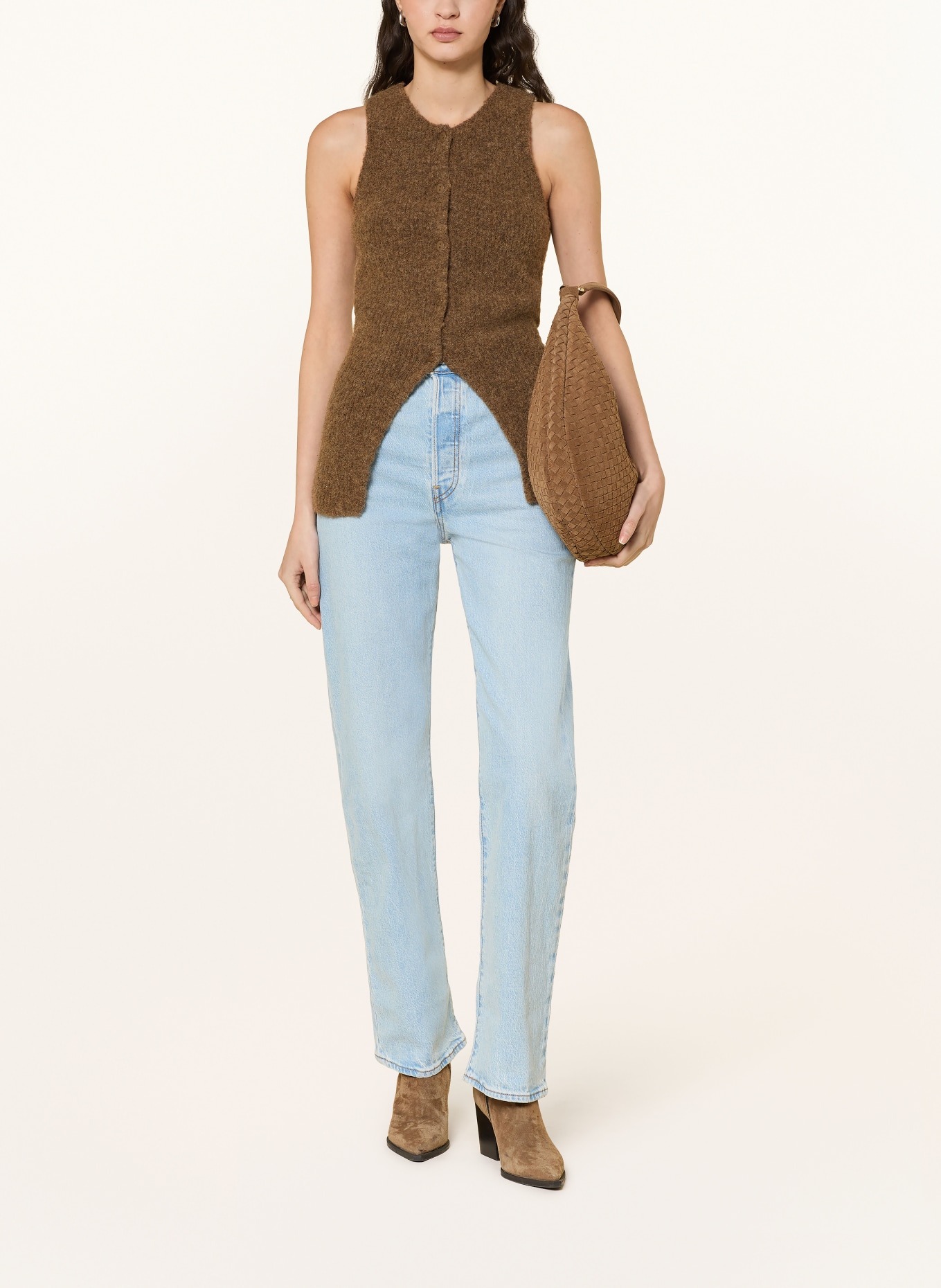 Levi's® Rovné džíny RIBCAGE: 45 Light Indigo - Worn In