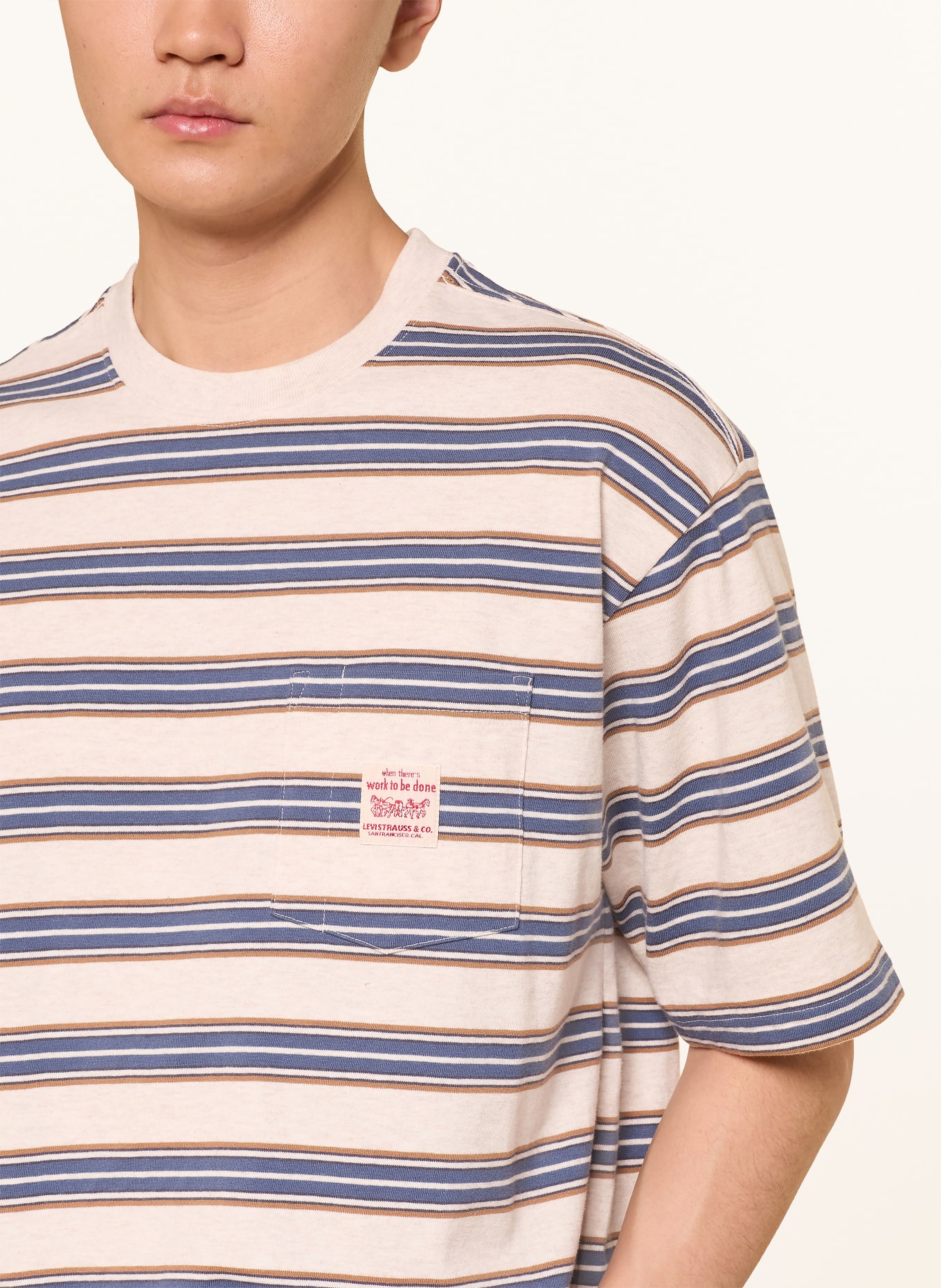 Levi's® T-Shirt: HELLGRAU / COGNAC / BLAU