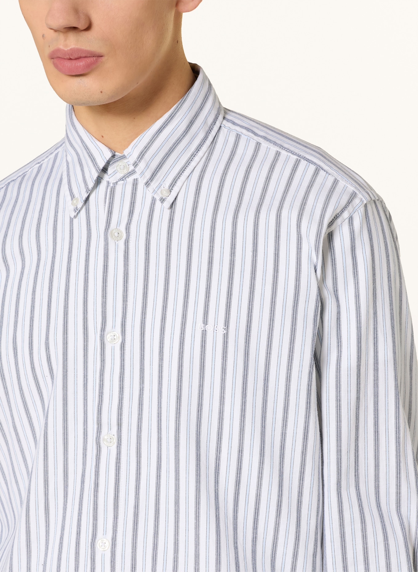 BOSS Hemd RICOPLUS Slim Fit: WEISS / BLAUGRAU / HELLBLAU