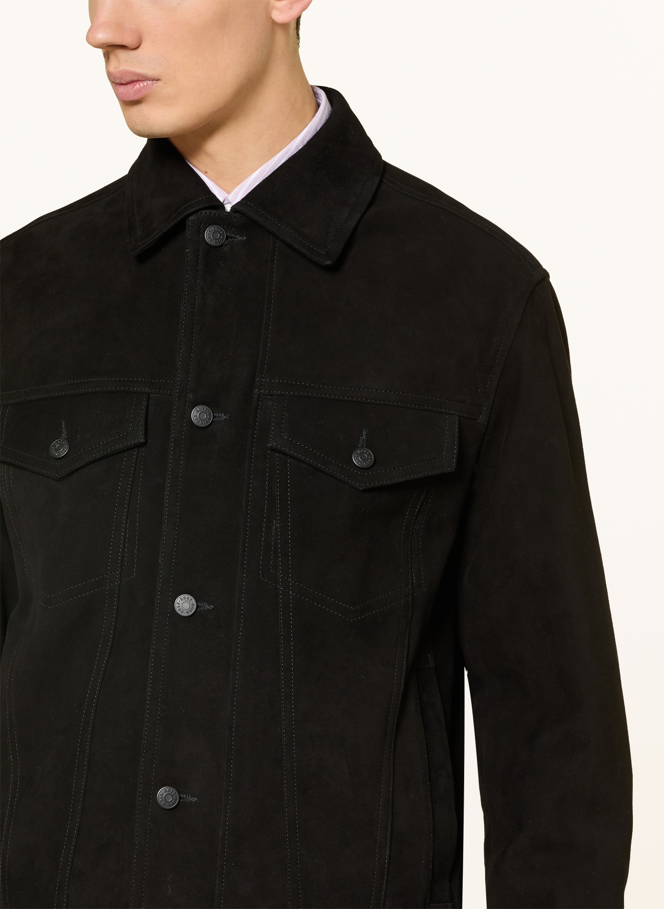 BOSS Lederjacke JOHOT: SCHWARZ