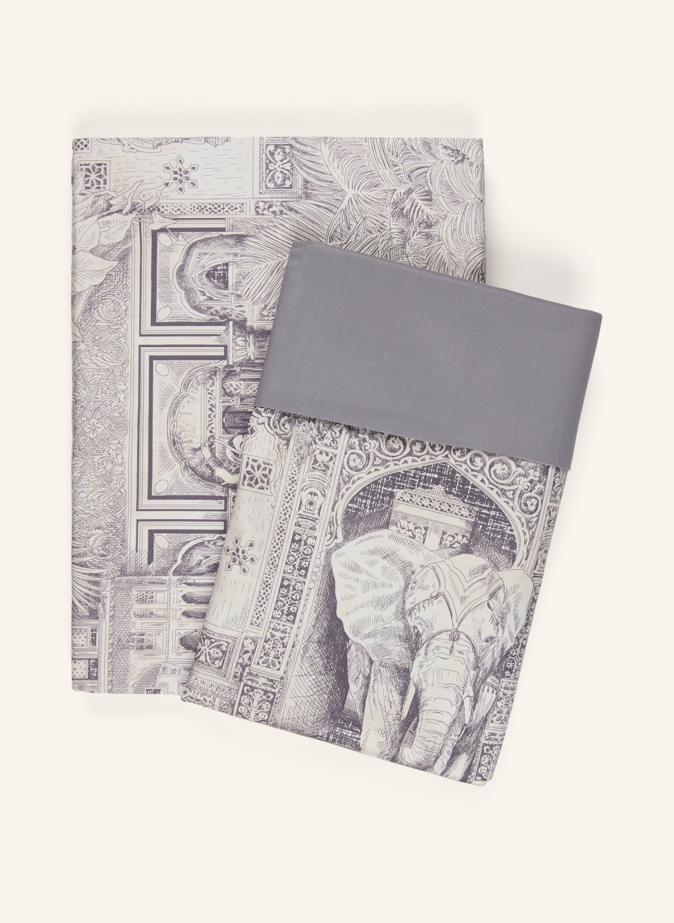 fleuresse Bettwäsche MODERN ELEGANCE S: HELLGRAU / DUNKELLILA / SCHWARZ