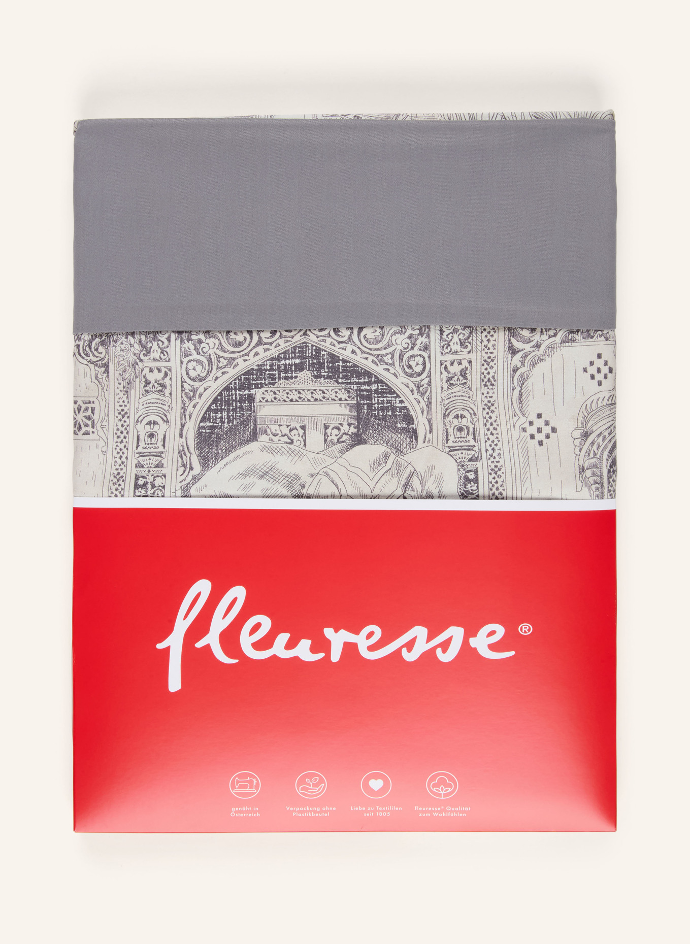 fleuresse Bettwäsche MODERN ELEGANCE S: HELLGRAU / DUNKELLILA / SCHWARZ