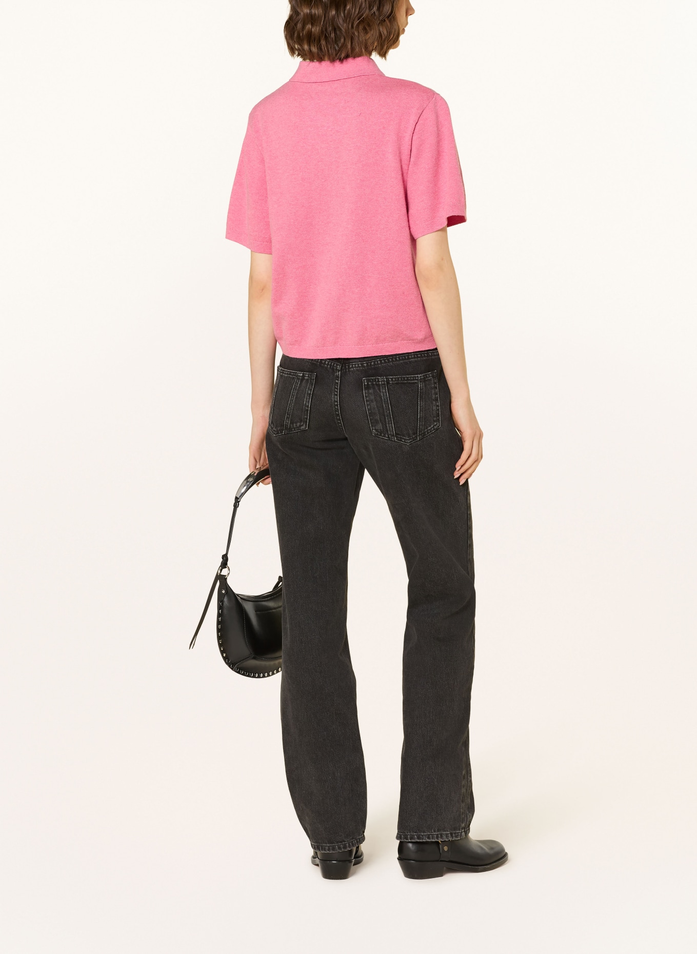 MARANT ÉTOILE Pletené polo tričko ALTHEA: SVĚTLE ČERVENÁ