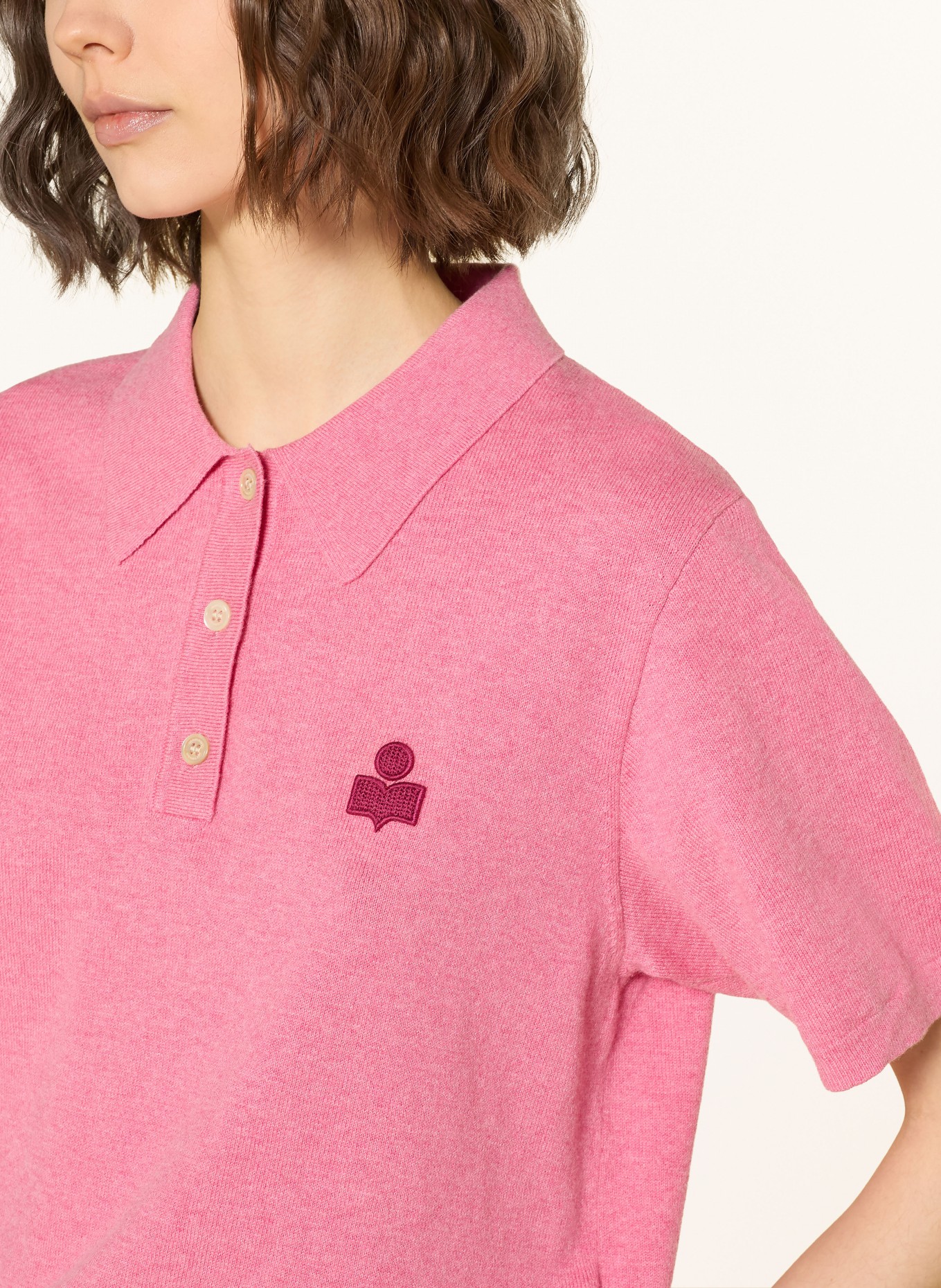 MARANT ÉTOILE Pletené polo tričko ALTHEA: SVĚTLE ČERVENÁ