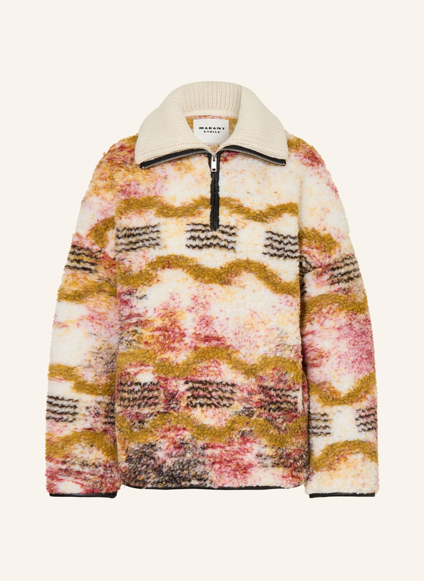 MARANT ÉTOILE Fleece-Troyer MARNER: ECRU / DUNKELROT / KHAKI