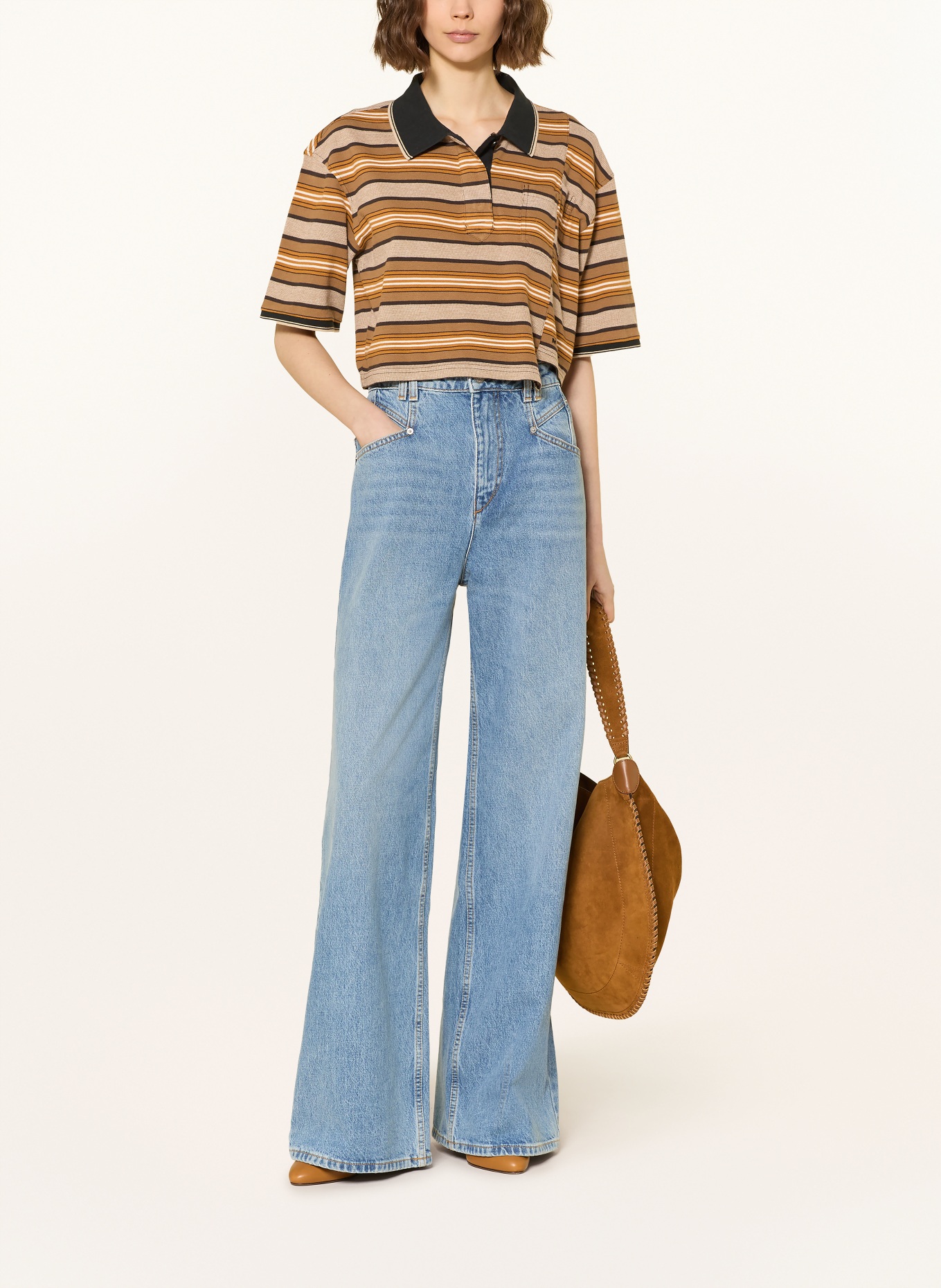 MARANT ÉTOILE Jersey-Poloshirt ZEWEL: COGNAC / BRAUN / SCHWARZ