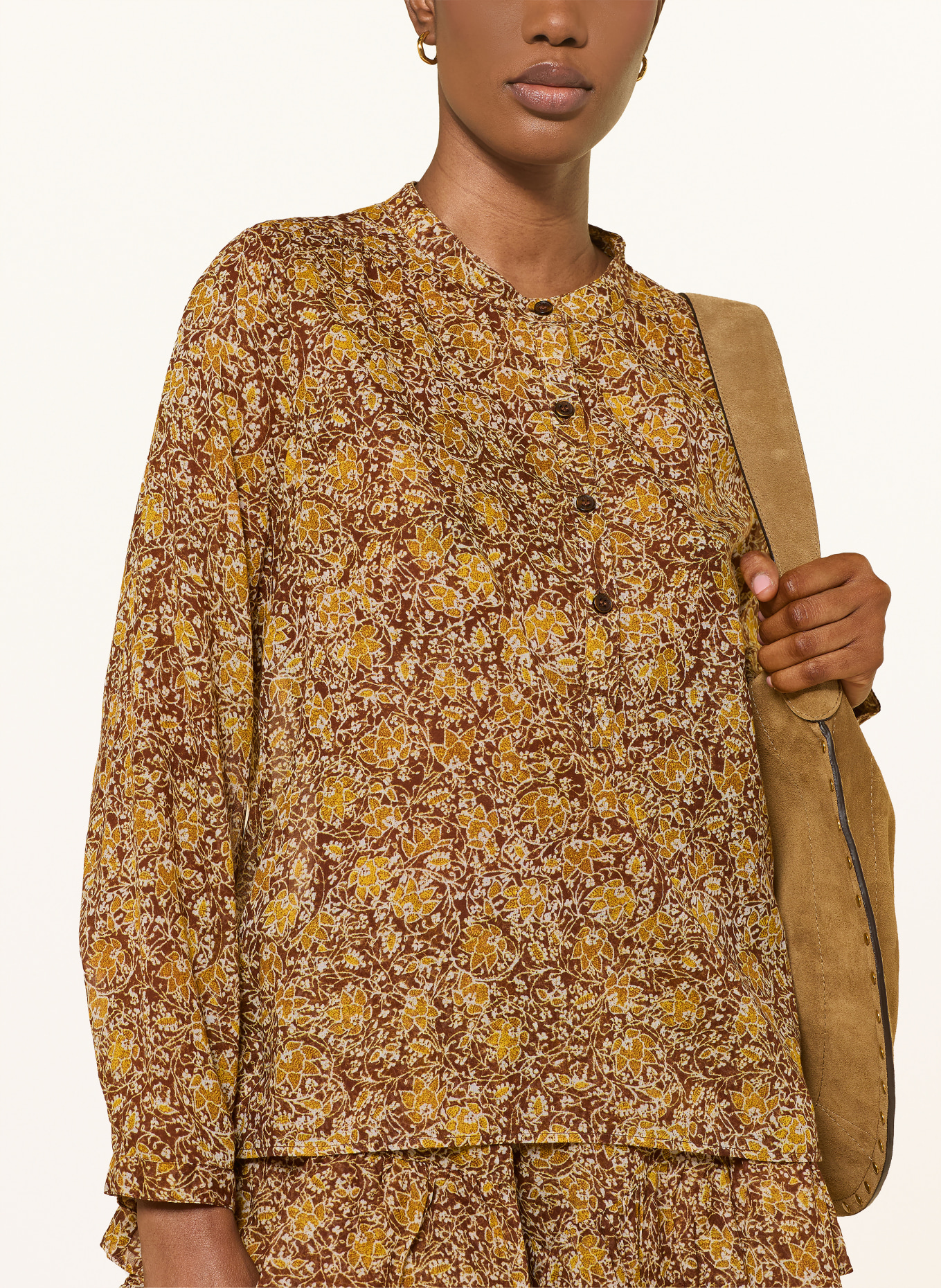 MARANT ÉTOILE Blusenshirt MARIA: BRAUN / CREME / DUNKELGELB