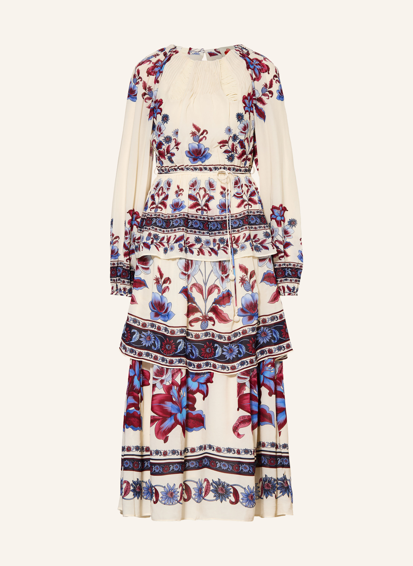 FARM RIO Kleid MALU: ECRU / DUNKELROT / BLAU