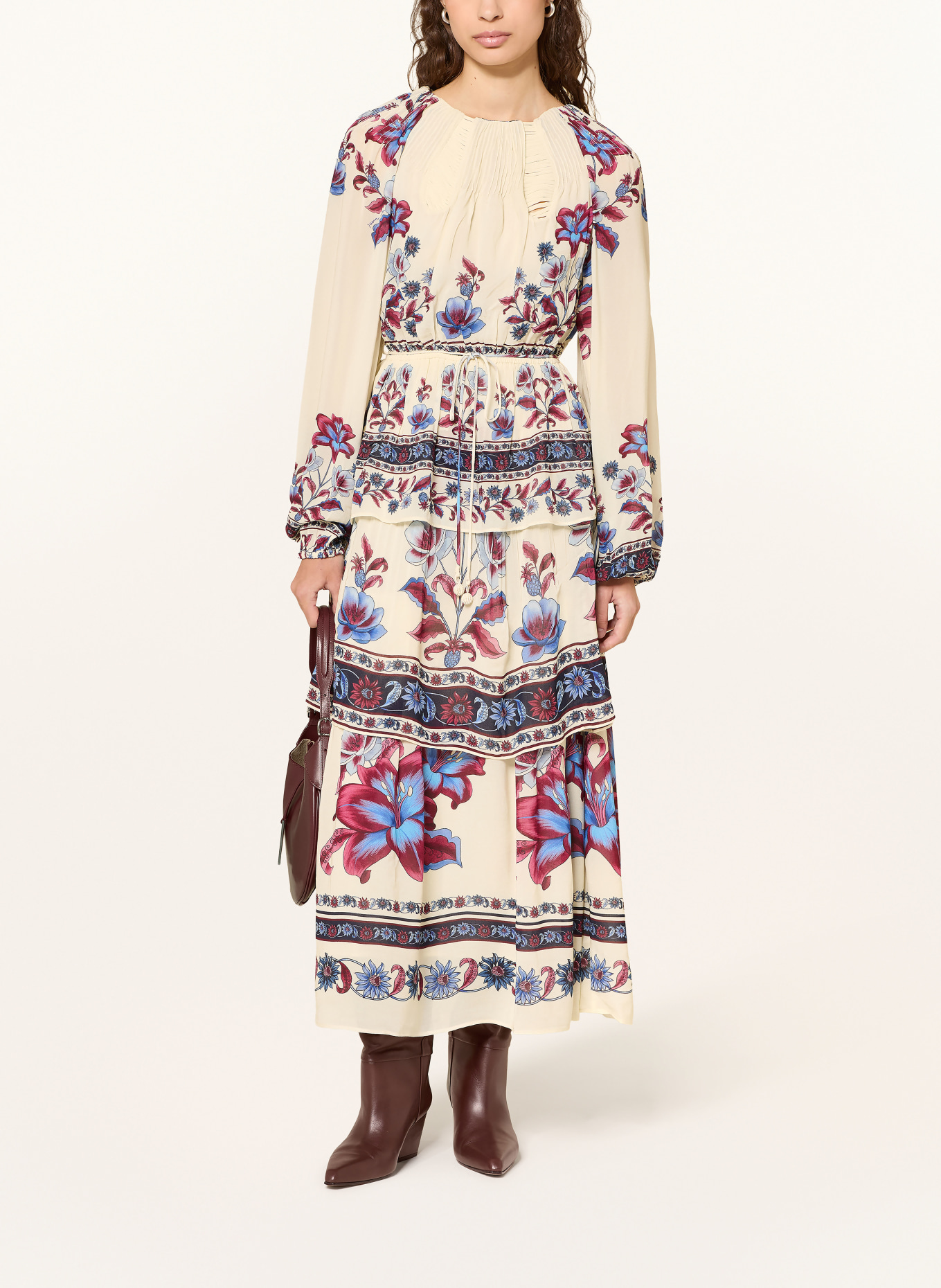 FARM RIO Kleid MALU: ECRU / DUNKELROT / BLAU