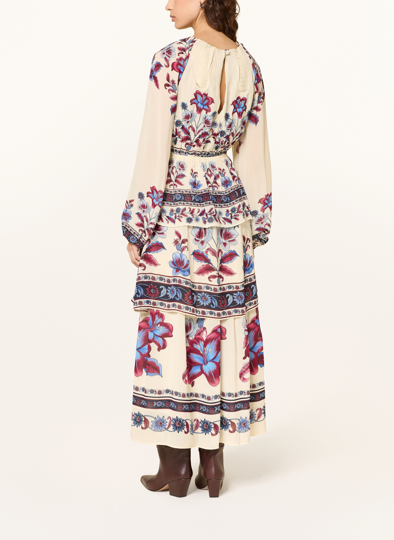 FARM RIO Kleid MALU: ECRU / DUNKELROT / BLAU