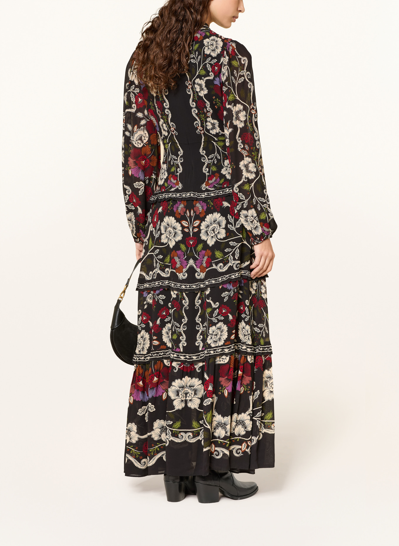 FARM RIO Kleid ROCOCO mit Rüschen: SCHWARZ / CREME / DUNKELROT