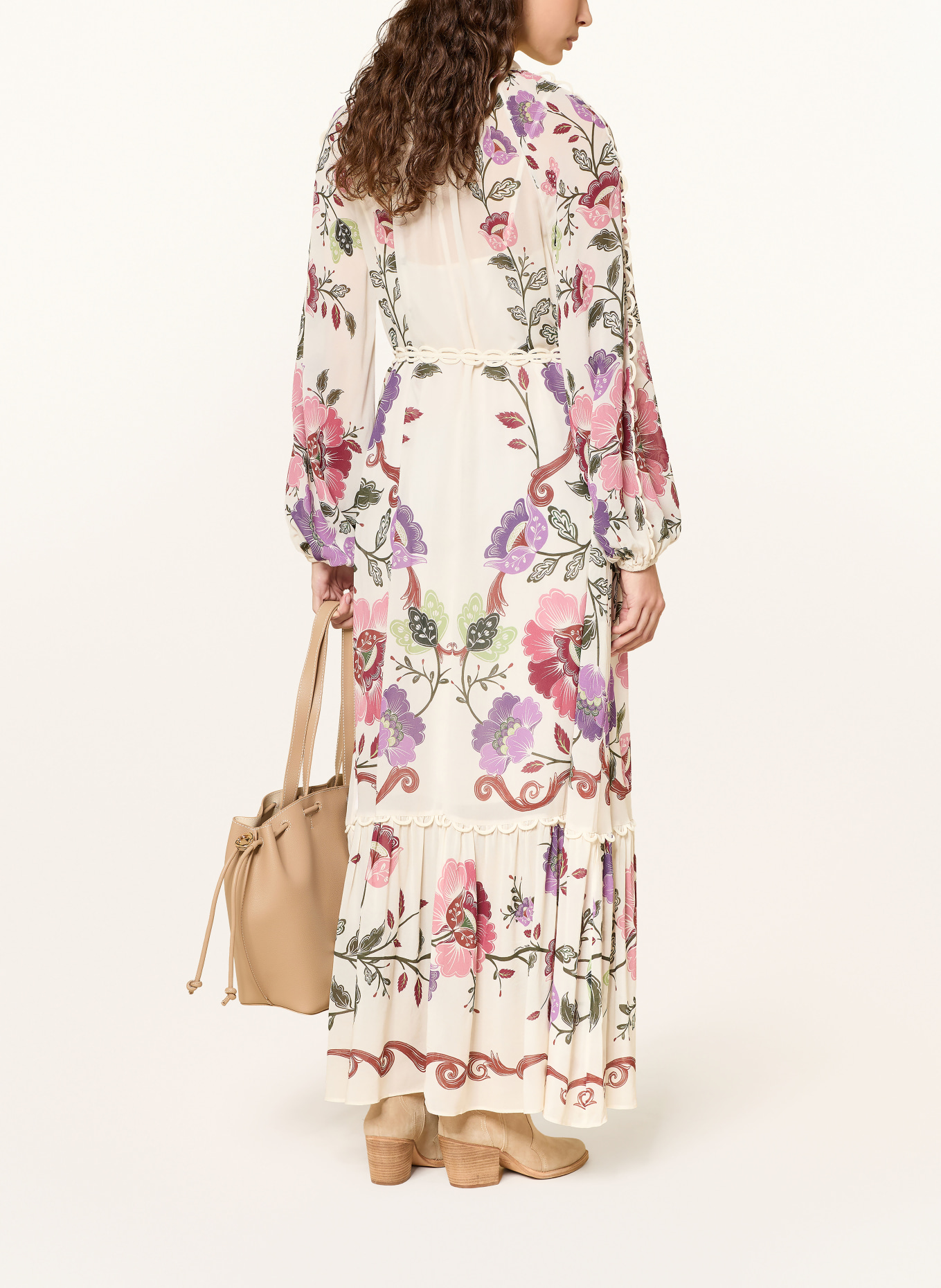 FARM RIO Kleid ROCOCO mit Rüschen: WEISS / LILA / DUNKELGRÜN