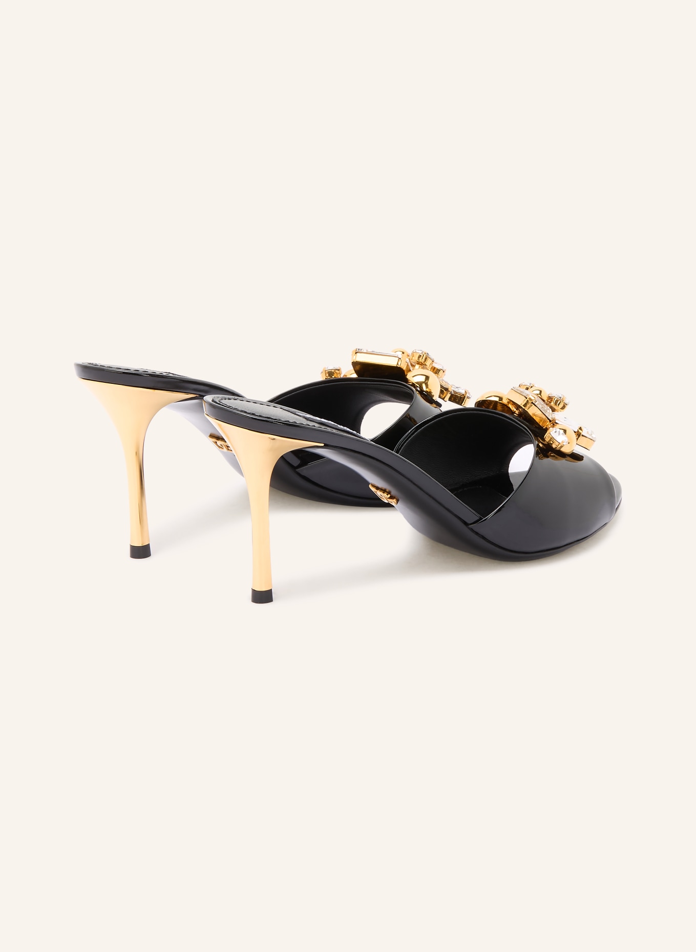 DOLCE & GABBANA Mules with gemstones: BLACK / GOLD