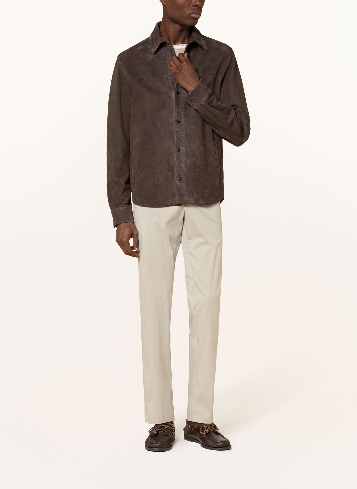 BOGLIOLI Leather overjacket: DARK BROWN