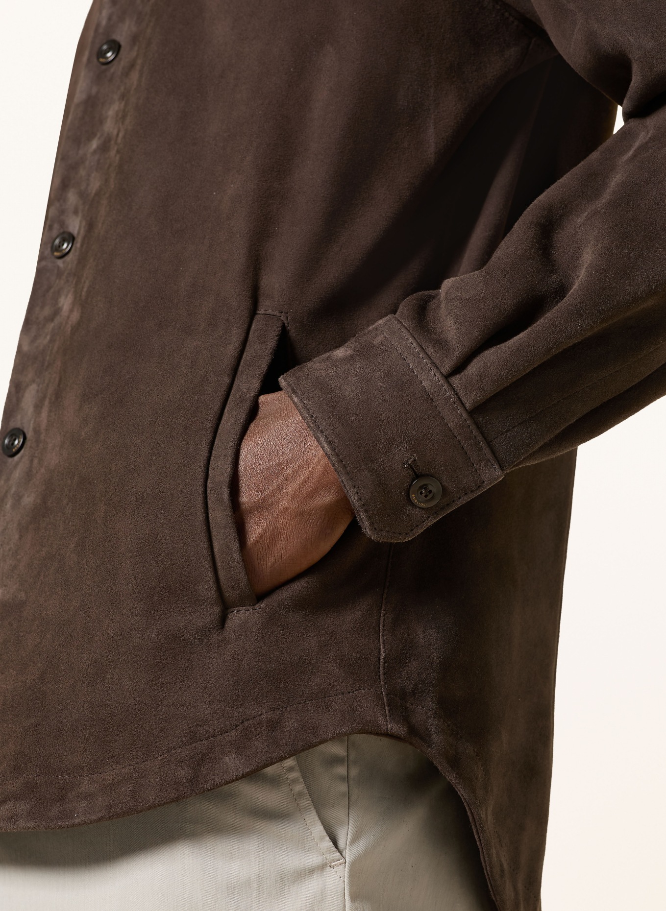 BOGLIOLI Leather overjacket: DARK BROWN