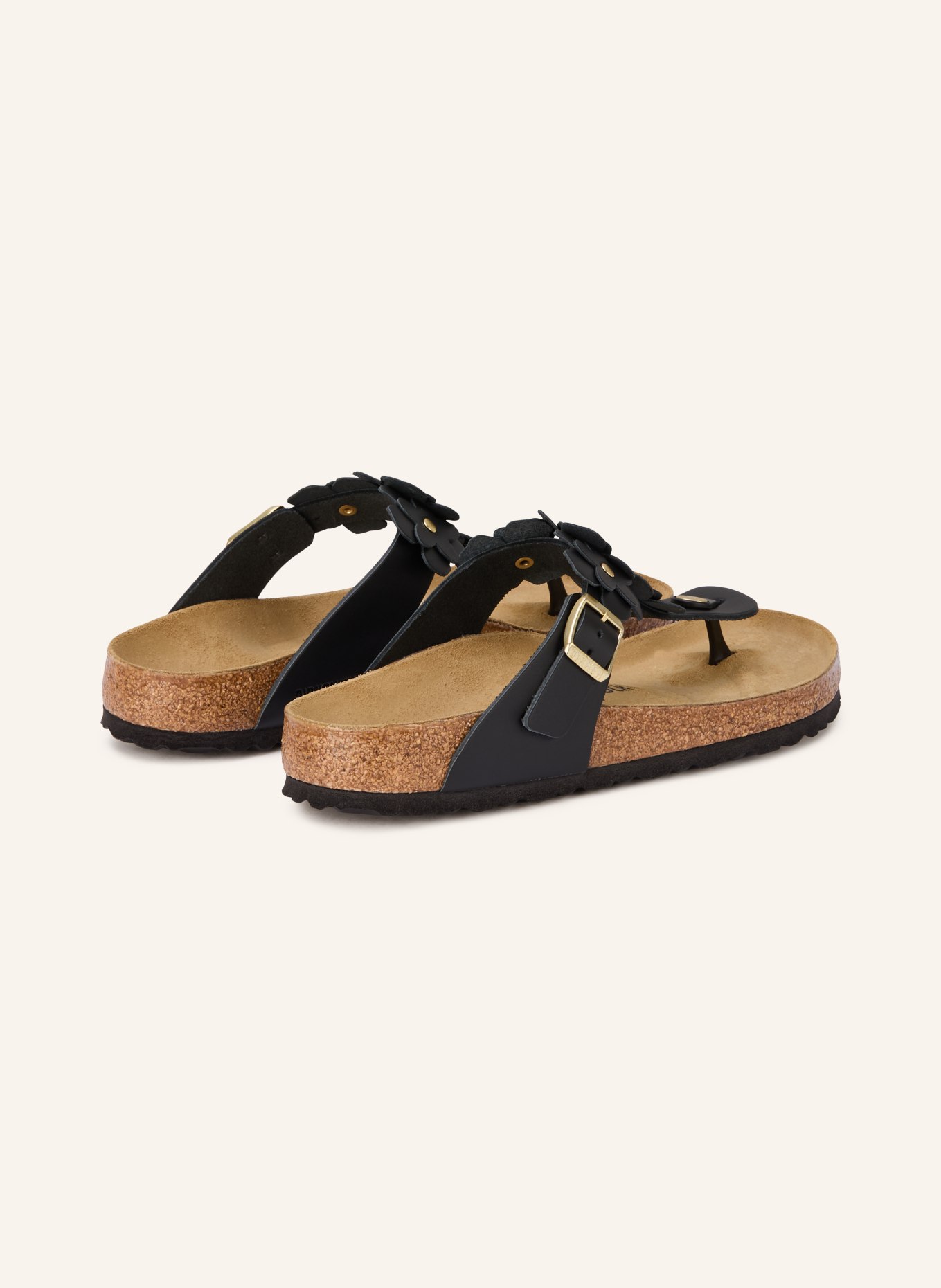 BIRKENSTOCK Zehentrenner GIZEH FLOWER mit Nieten: SCHWARZ