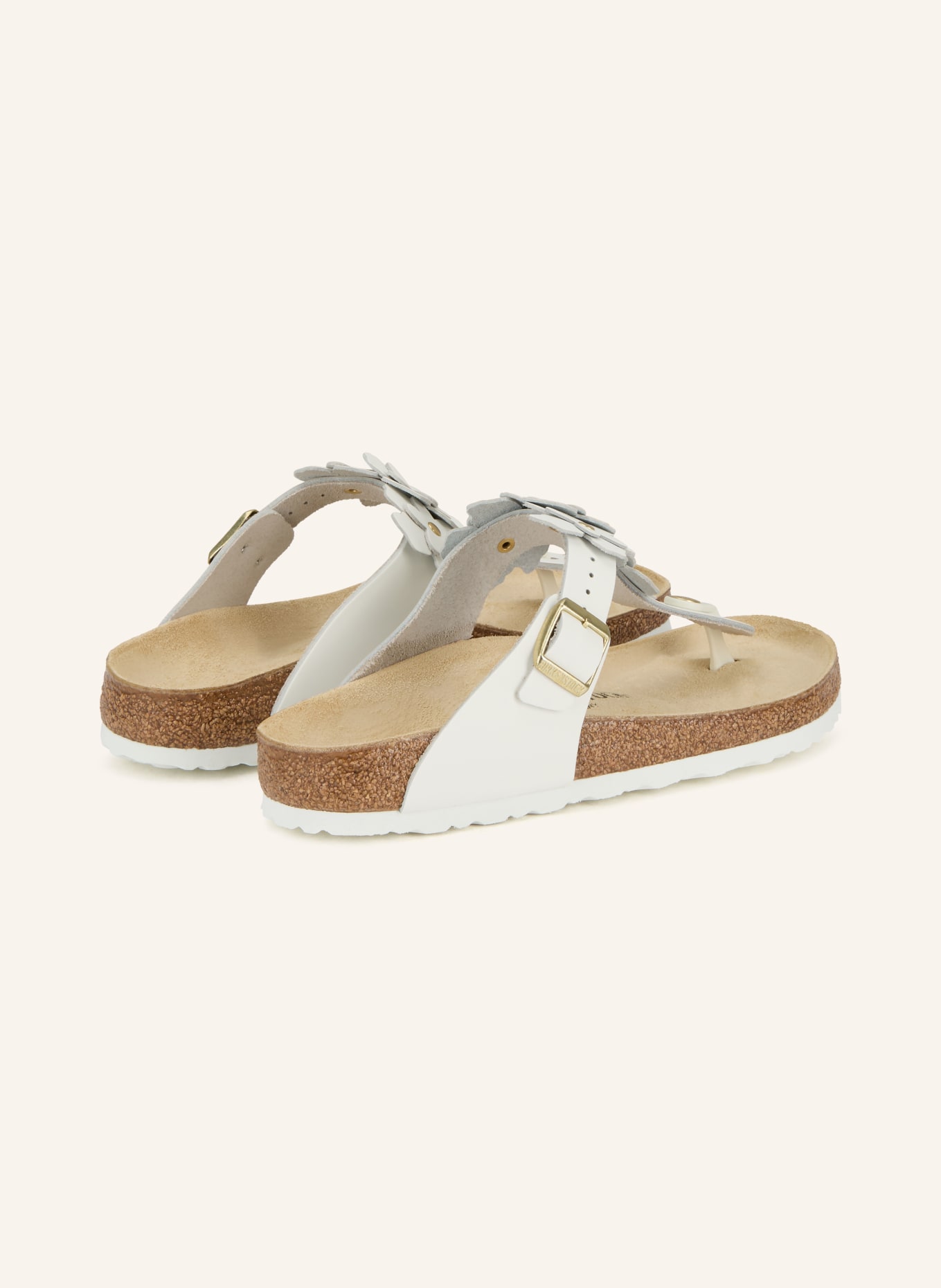 BIRKENSTOCK Zehentrenner GIZEH FLOWER mit Nieten: WEISS