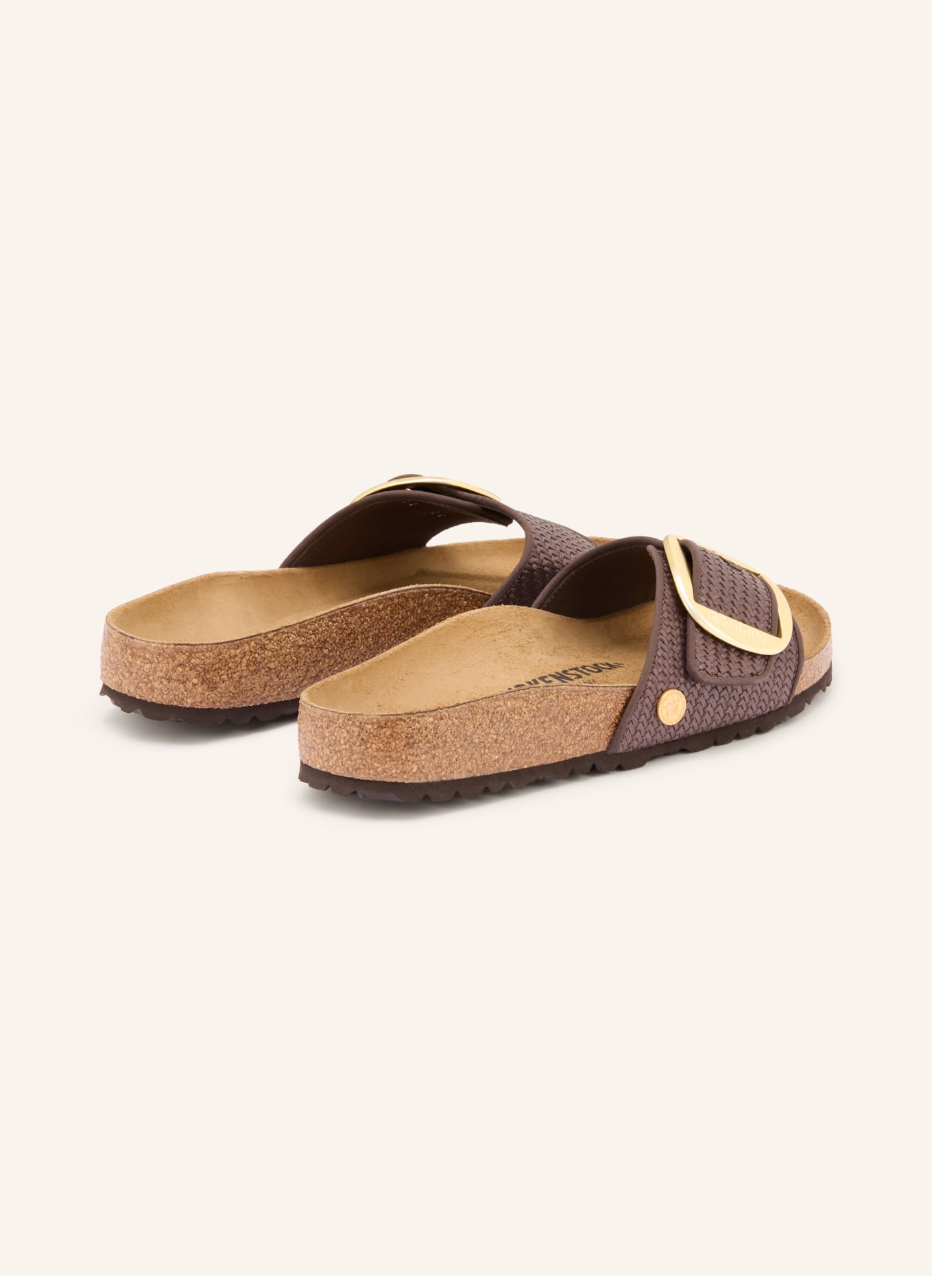 BIRKENSTOCK Pantofle MADRID BIG BUCKLE RAFFIA: TMAVĚ HNĚDÁ