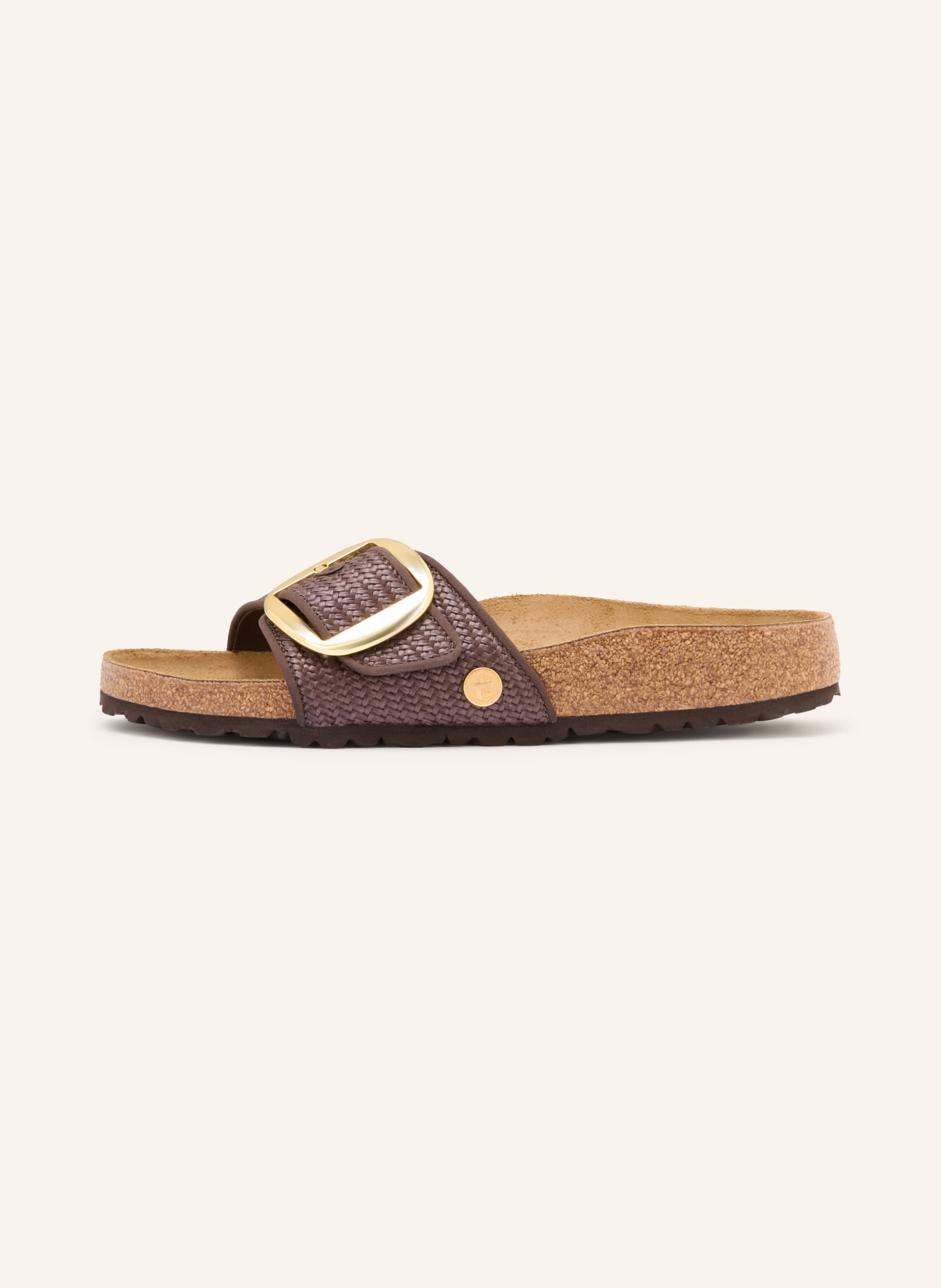 BIRKENSTOCK Pantofle MADRID BIG BUCKLE RAFFIA: TMAVĚ HNĚDÁ