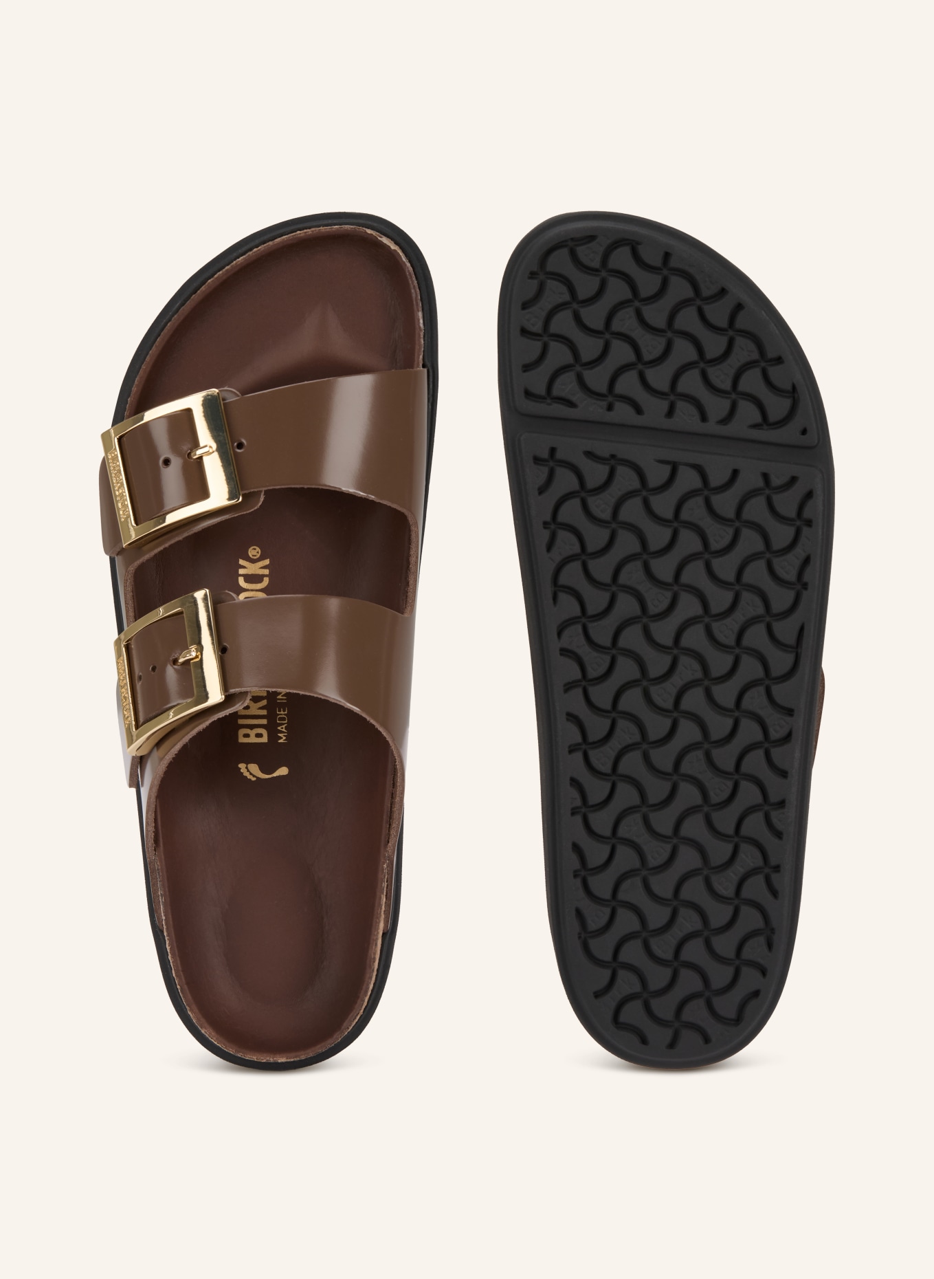 BIRKENSTOCK Pantofle ARIZONA DROPLET BUCKLE: TMAVĚ HNĚDÁ