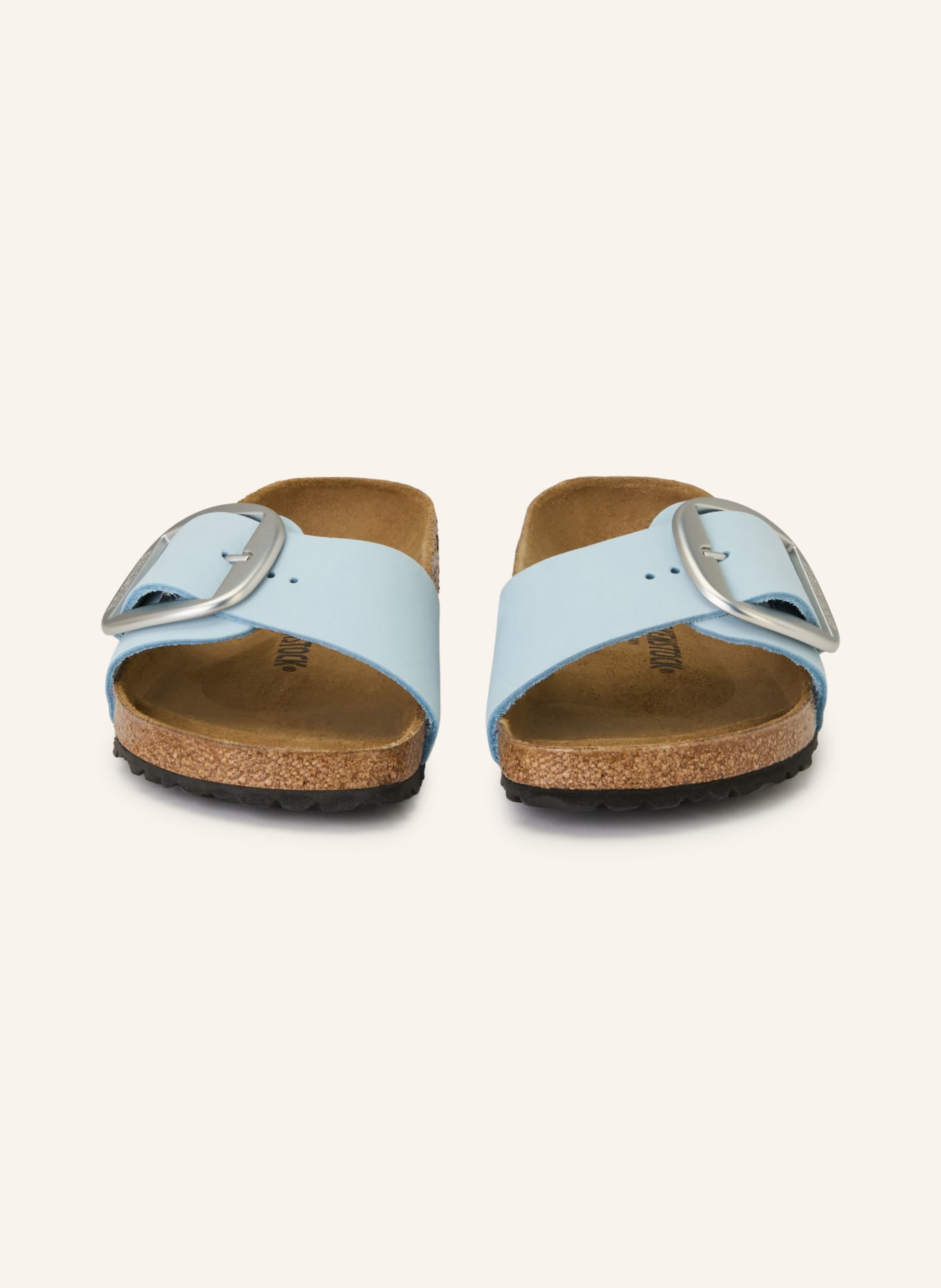 BIRKENSTOCK MADRID BIG BUCKLE mules: LIGHT BLUE / SILVER